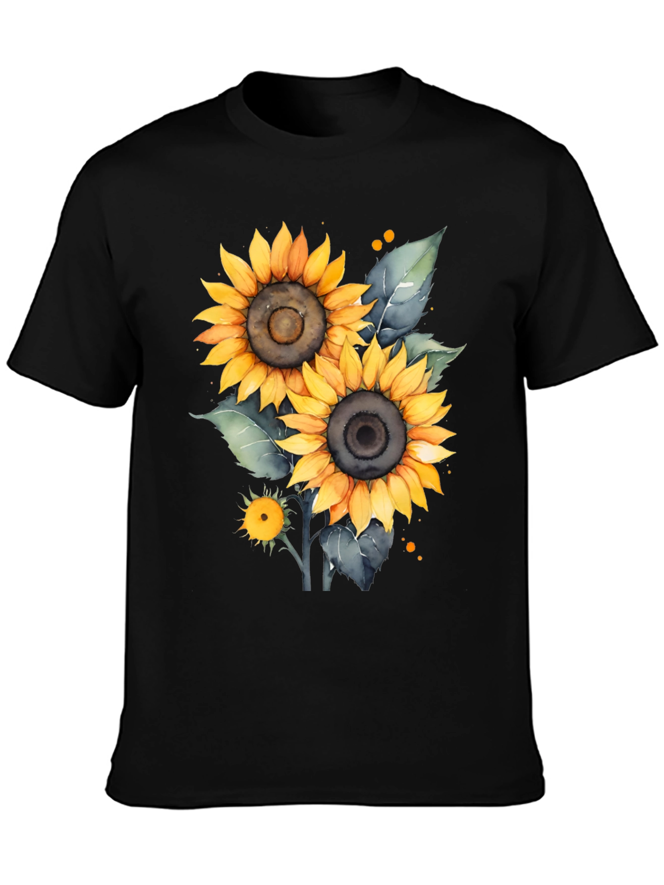 Black Sunflower Graphic Tee - Black Cotton T-Shirt view 3