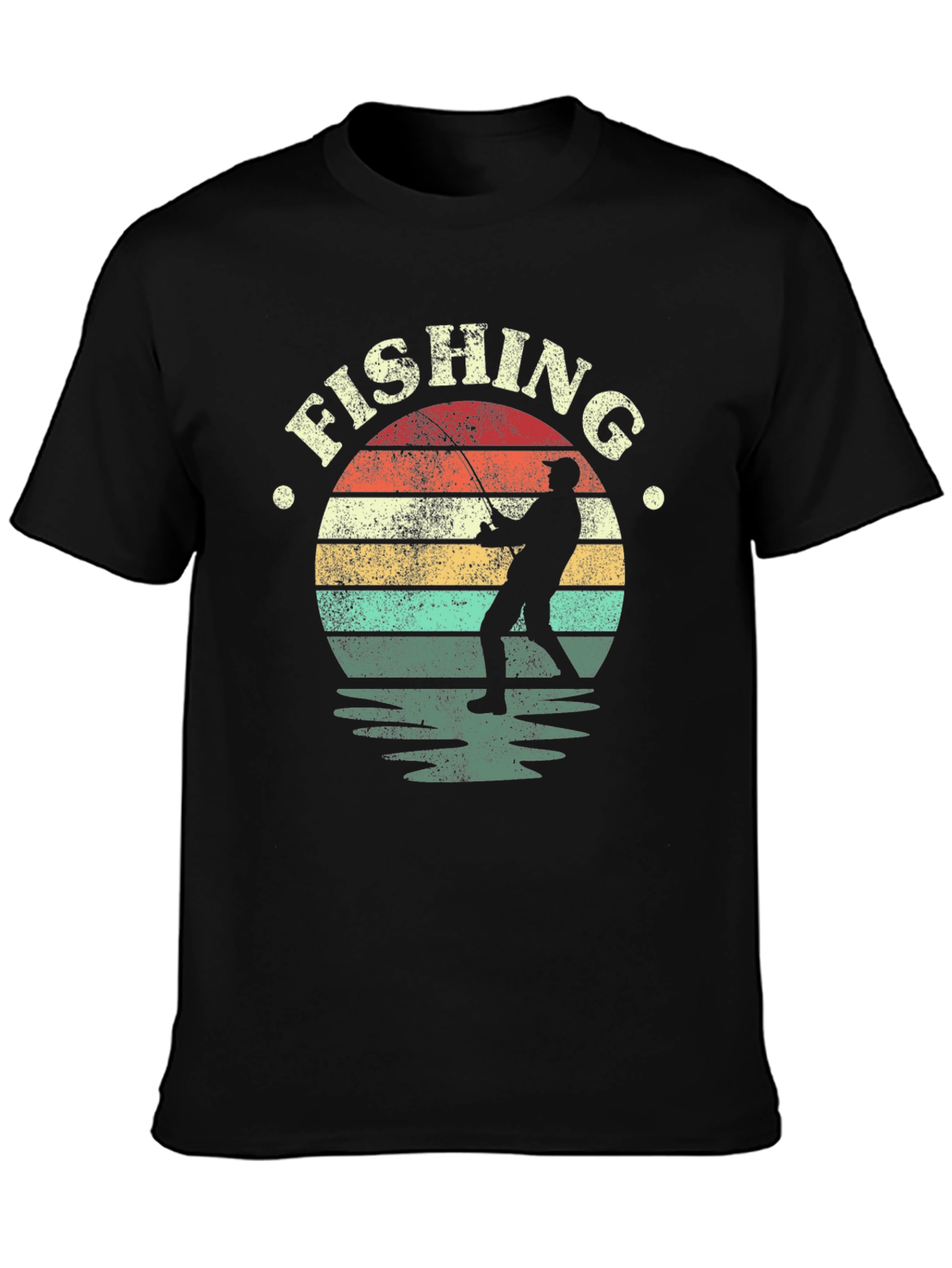 Black Fishing Sunset Graphic T-Shirt - Black view 3