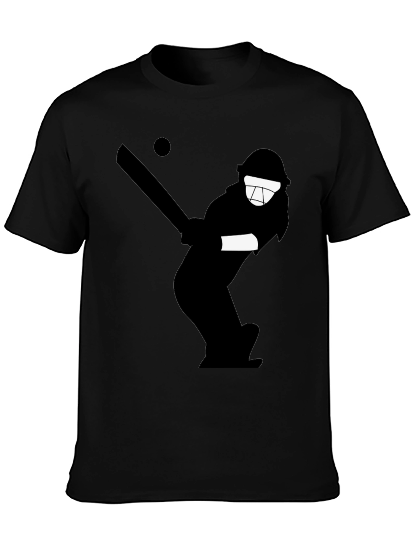 Black Cricket Player Graphic Tee - Black Cotton T-Shirt view 3