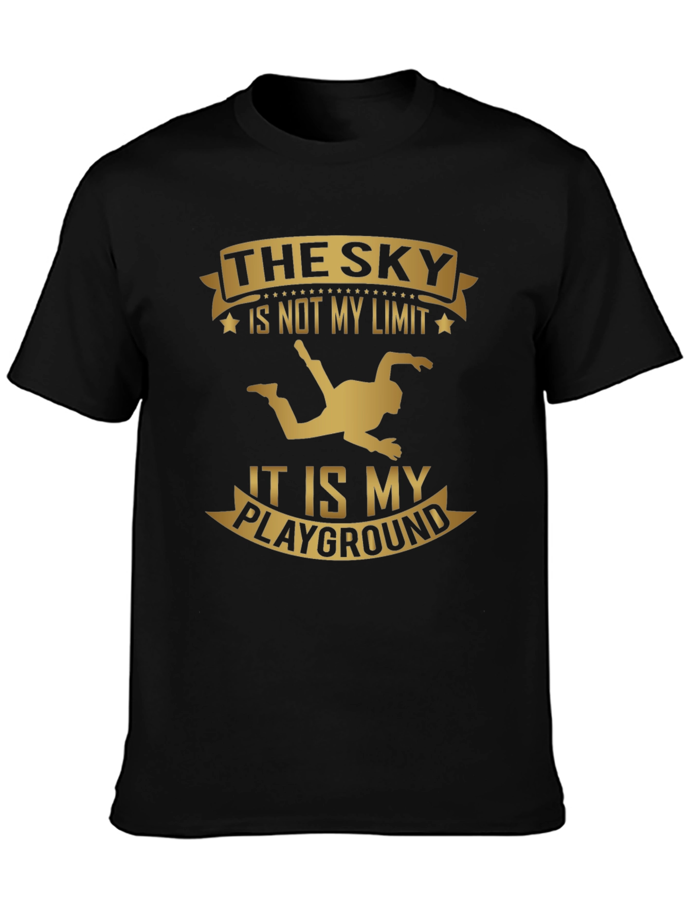Black Skydiving T-Shirt: Sky is My Playground view 3