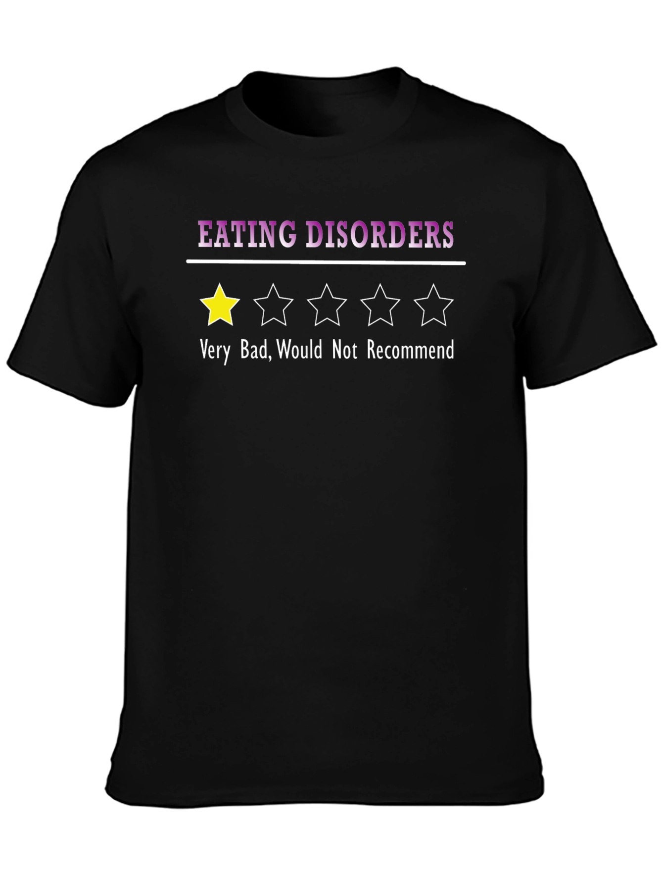 Black Eating Disorders One-Star Graphic T-Shirt view 3