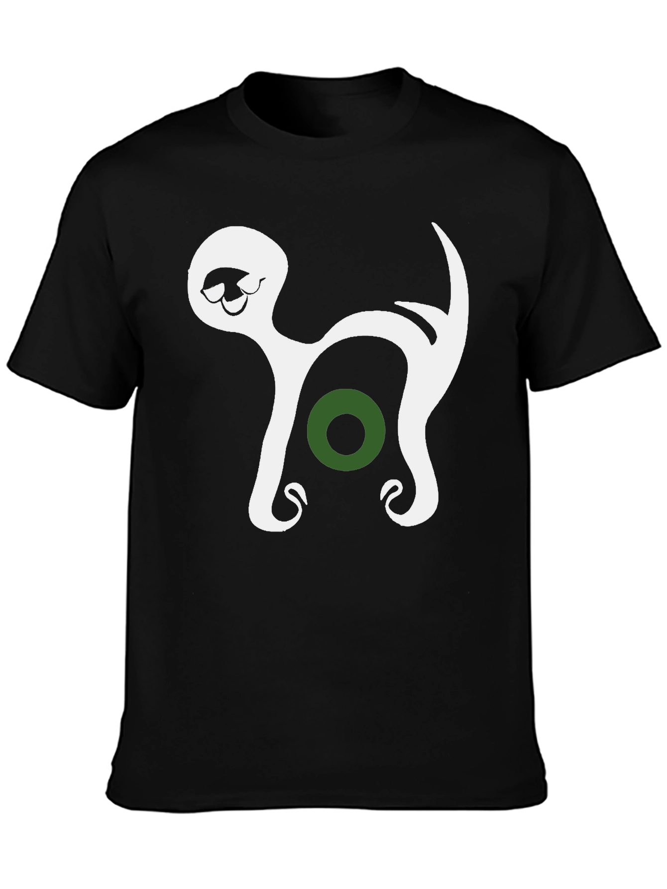 Black Abstract Cat Graphic Tee - Black Cotton Blend T-Shirt view 3