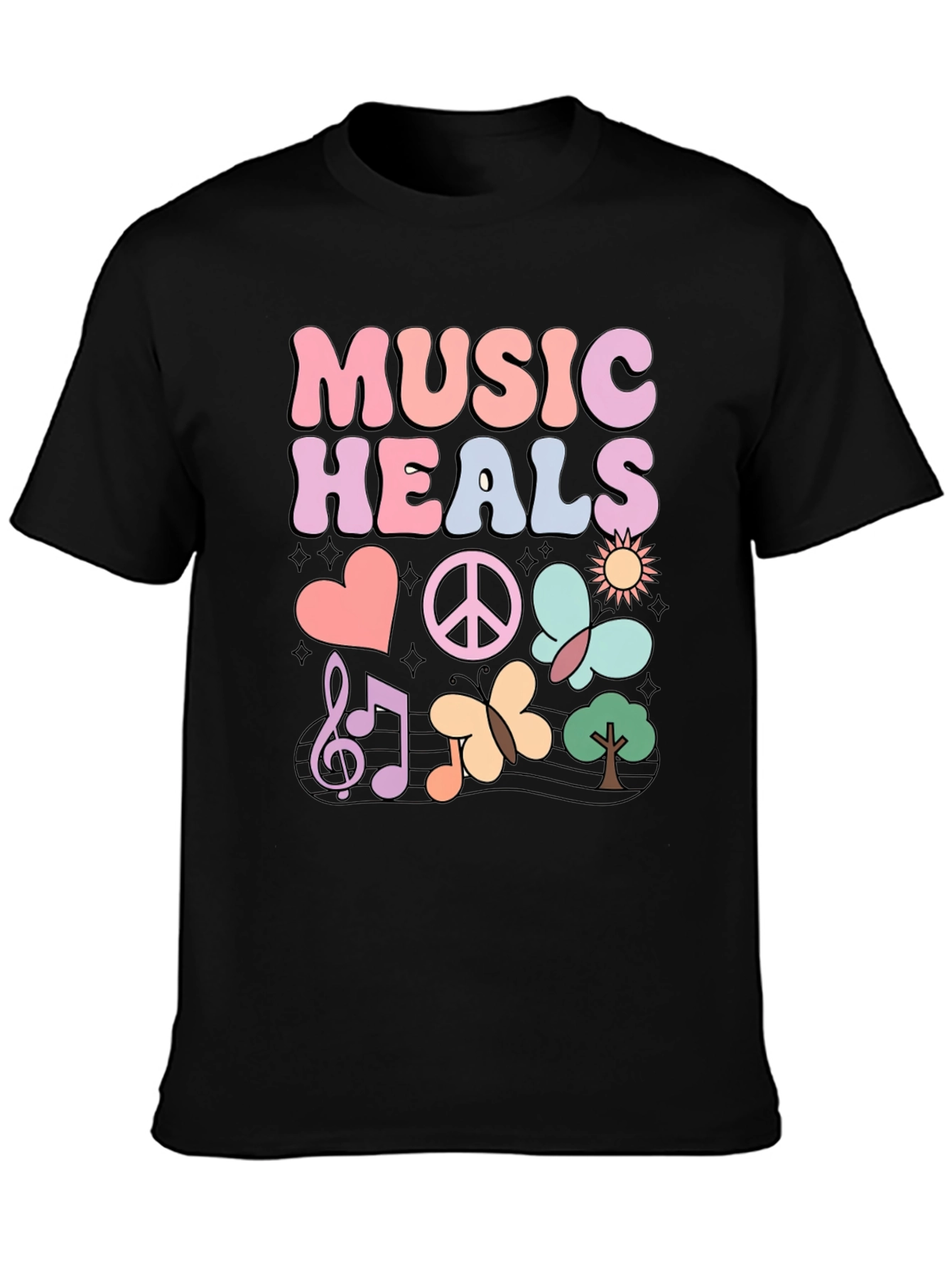 Black Music Heals Graphic T-Shirt - Casual Comfort view 3