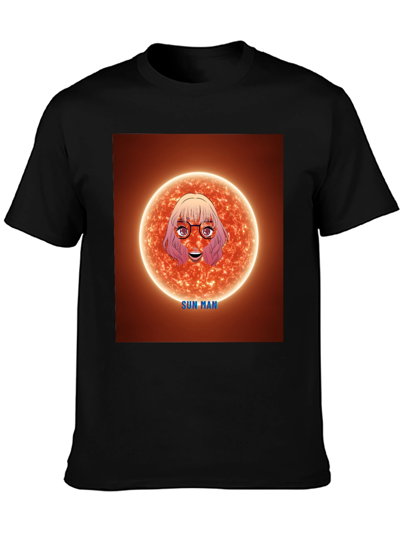 Black Sun Man Graphic Tee - Unique Cartoon Design view 3