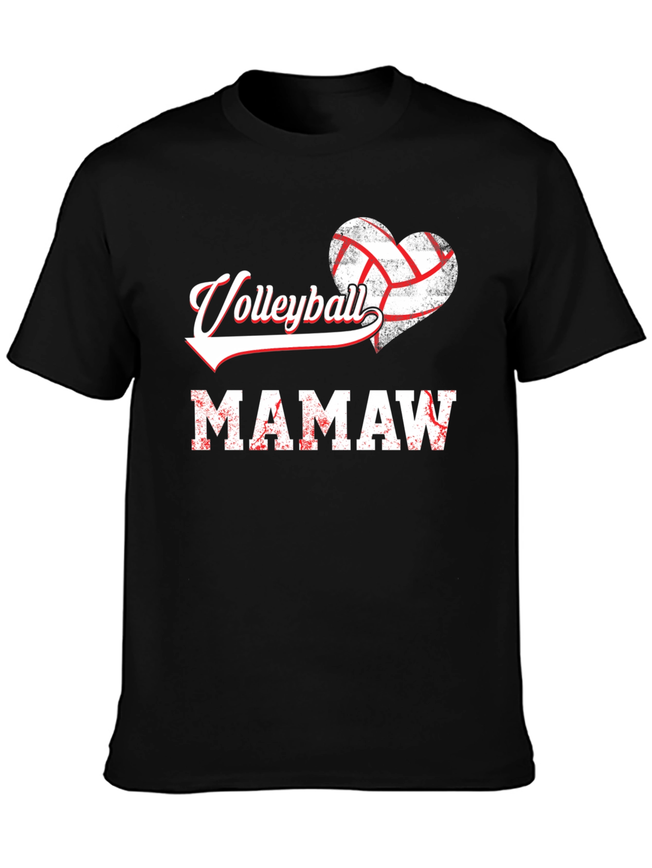 Black Volleyball Mamaw Heart Graphic Tee view 3