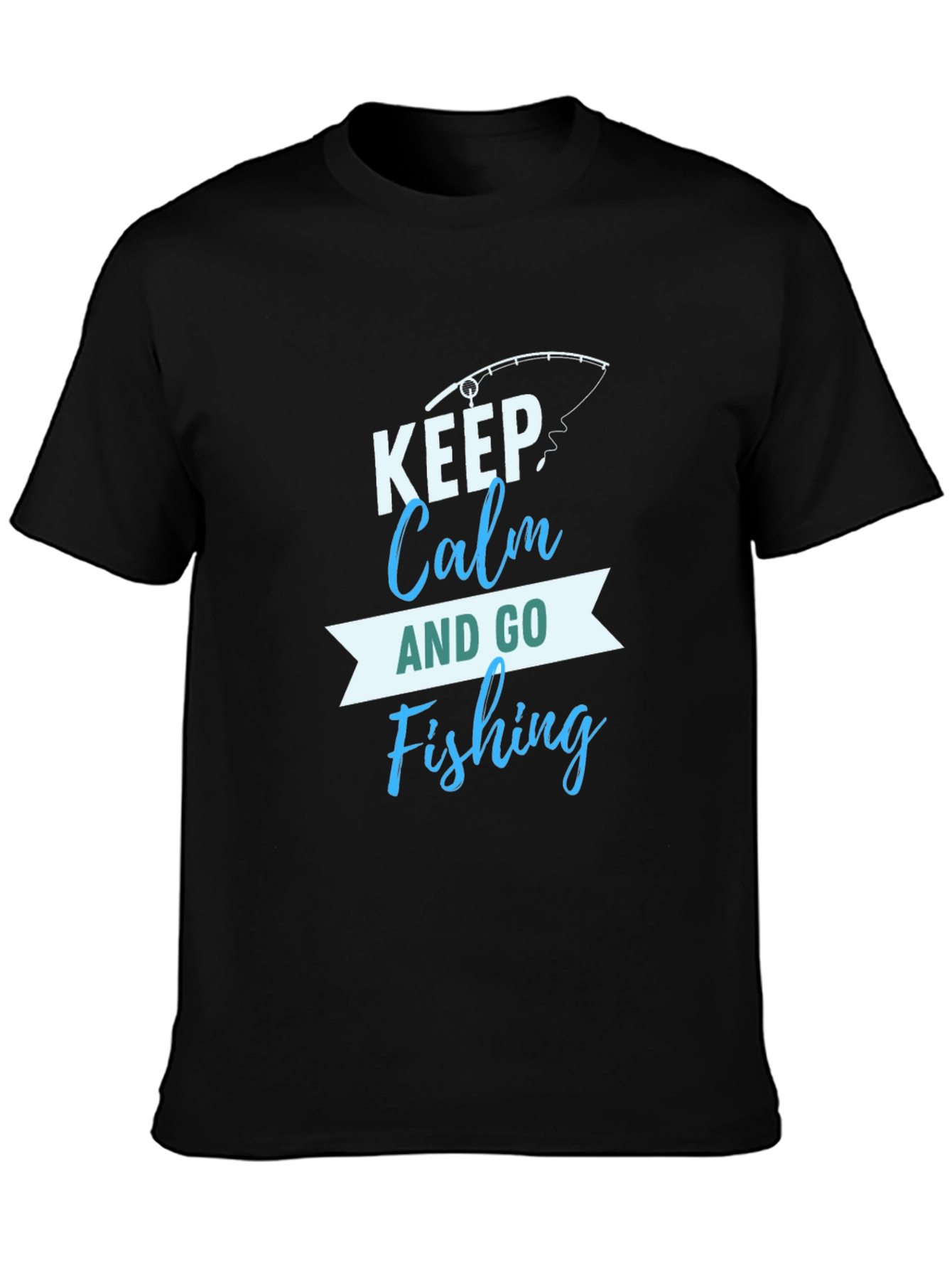 Black Keep Calm and Go Fishing Graphic T-Shirt view 3
