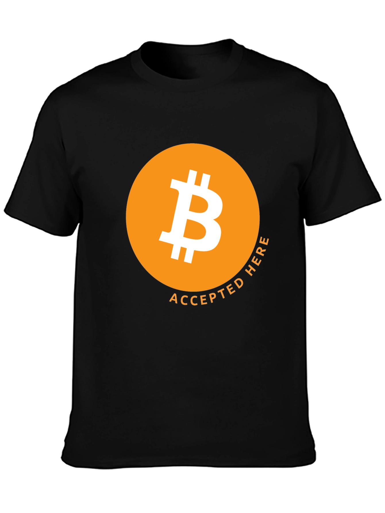 Black Bitcoin Accepted Here T-Shirt view 3