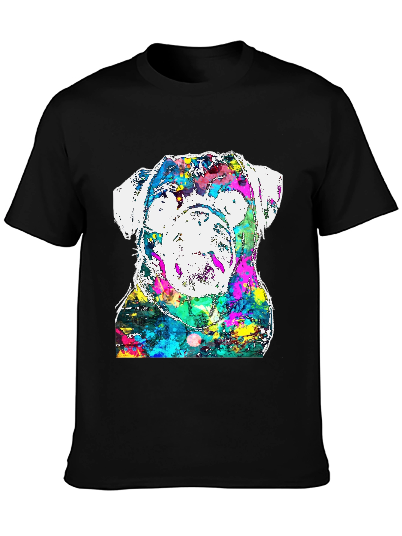 Black Colorful Bulldog Graphic Tee view 3