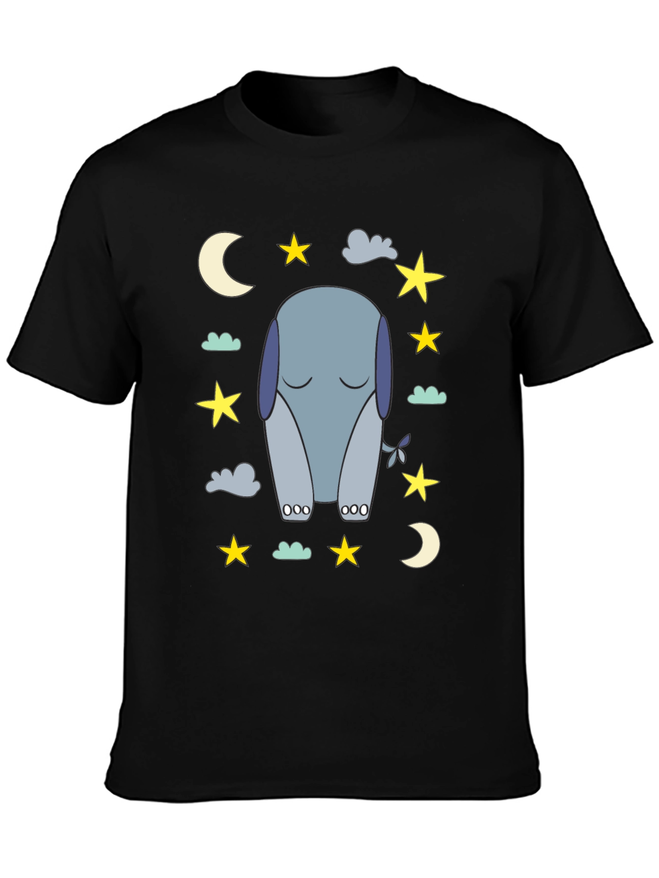 Black Dreamy Elephant T-Shirt view 3