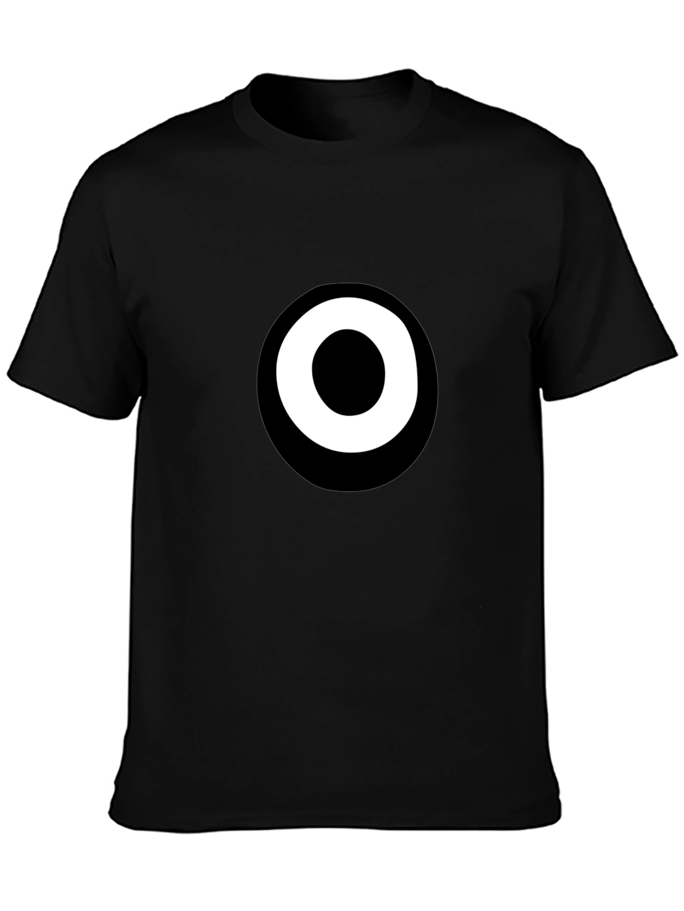 Black Modern Minimalist Black T-Shirt with White Circle Design view 3