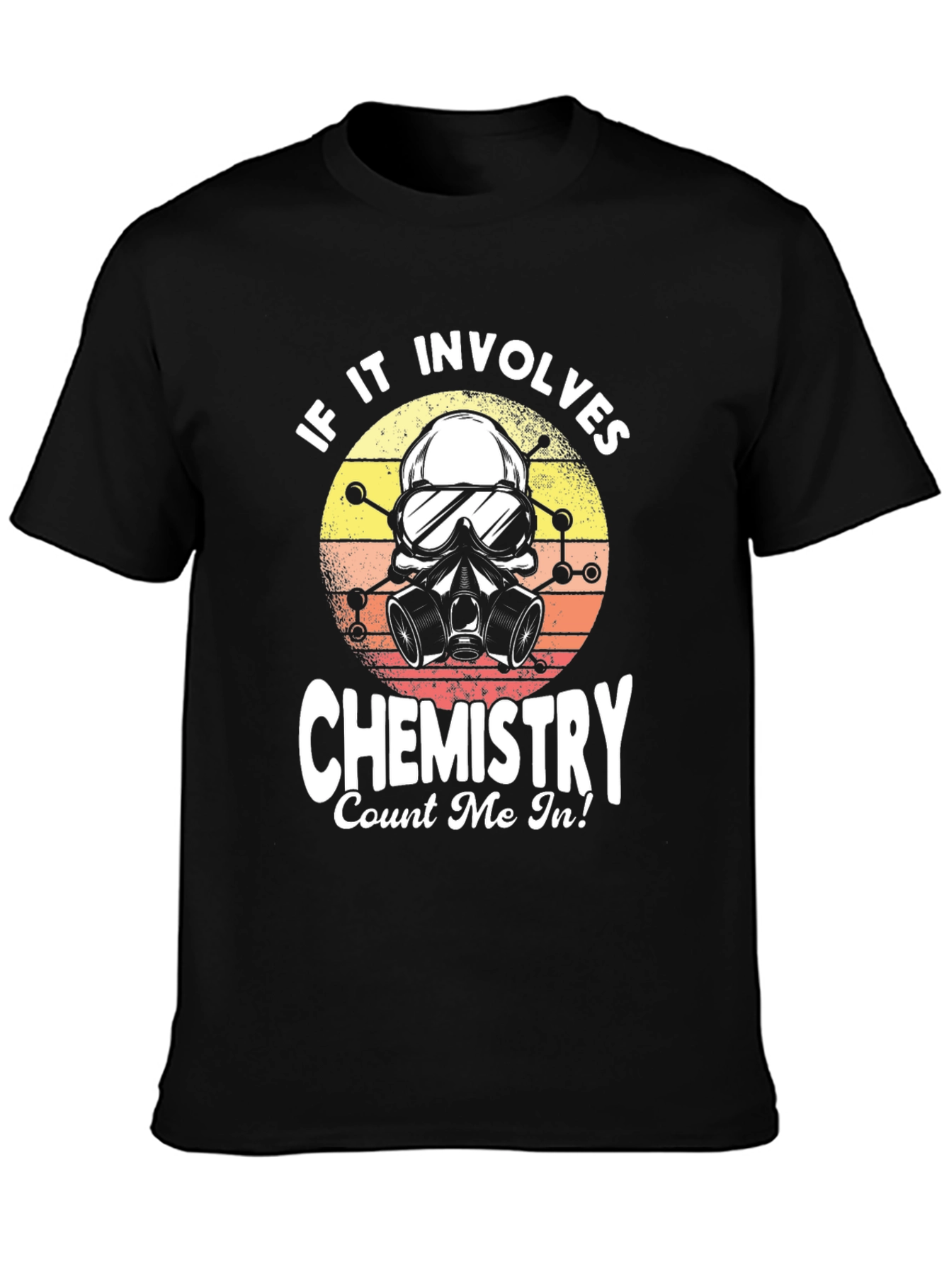 Black Chemistry Skull Graphic Tee - Science Lover T-Shirt view 3
