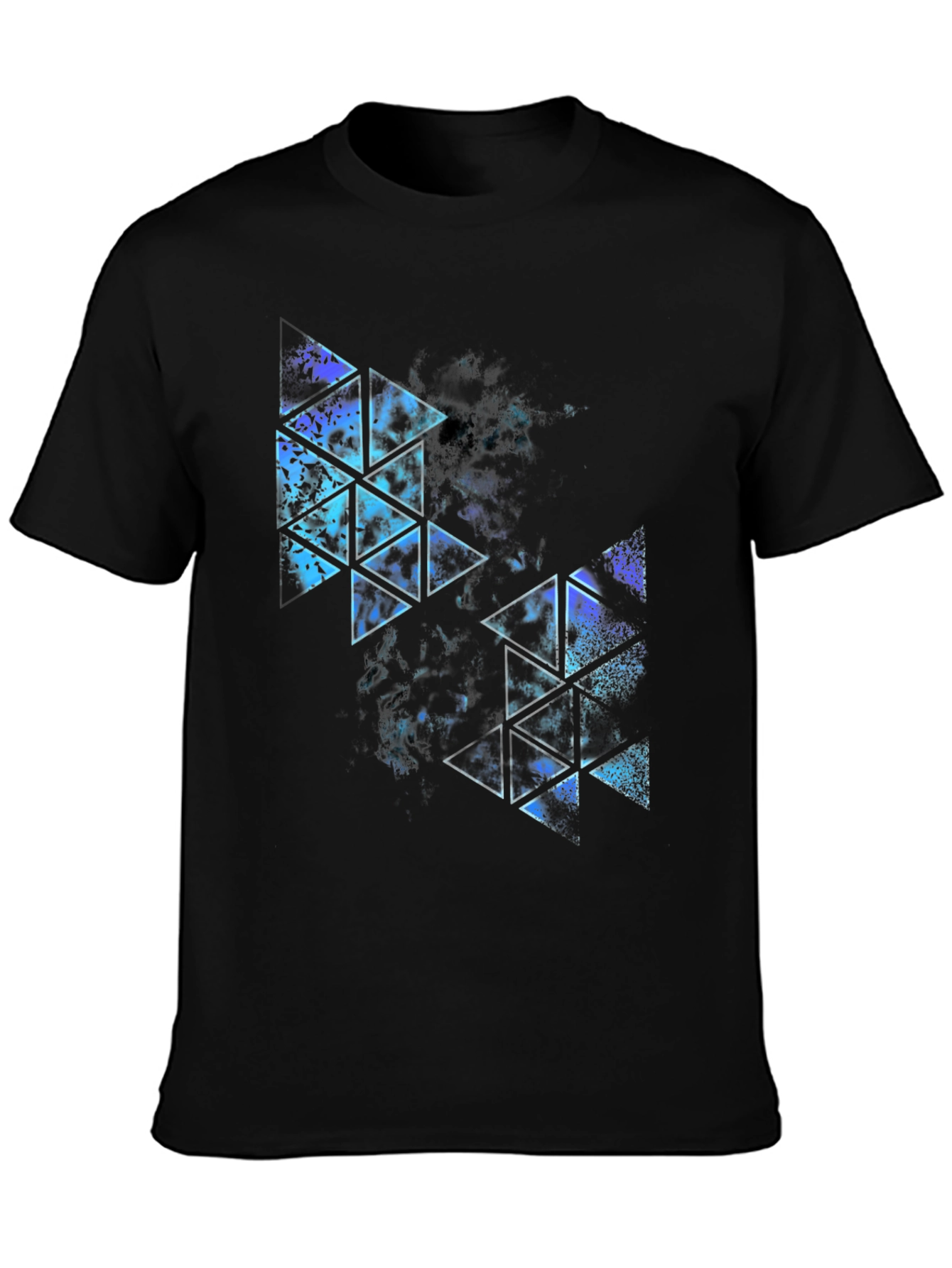 Black Geometric Triangle Print T-Shirt - Modern Style view 3