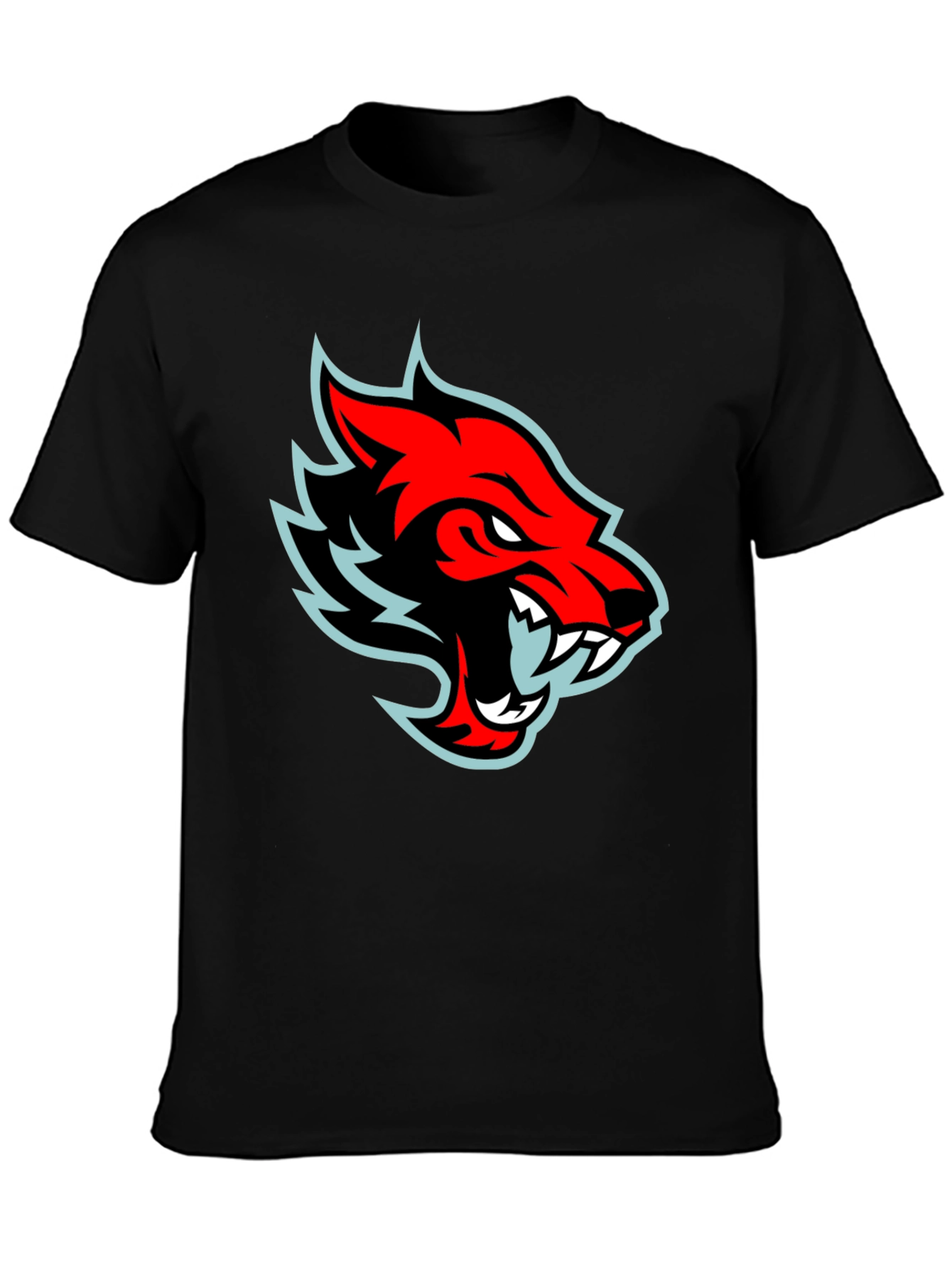Black Red Wolf Graphic Tee - Cool Black T-Shirt view 3