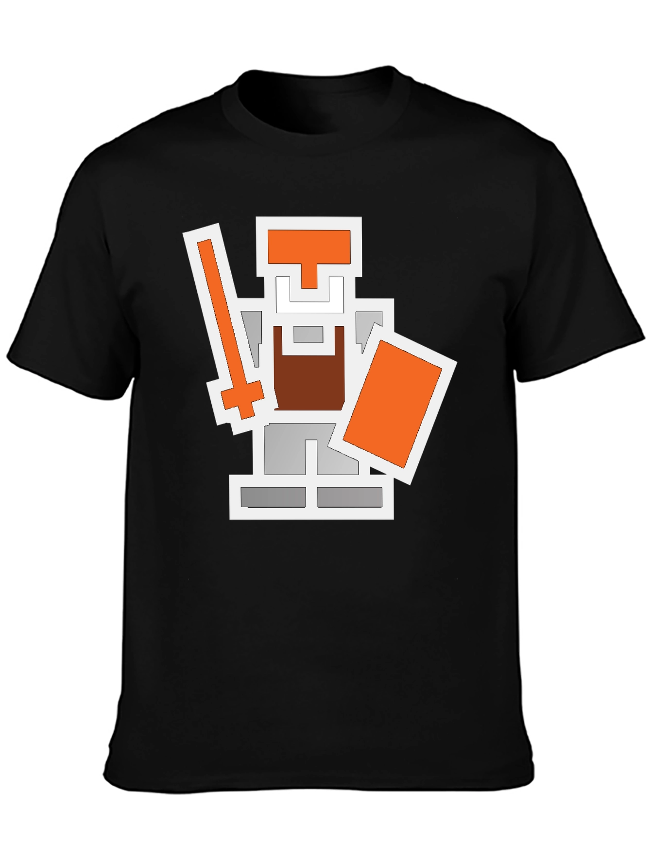 Black Pixel Knight Graphic Tee - Retro Gaming Shirt view 3