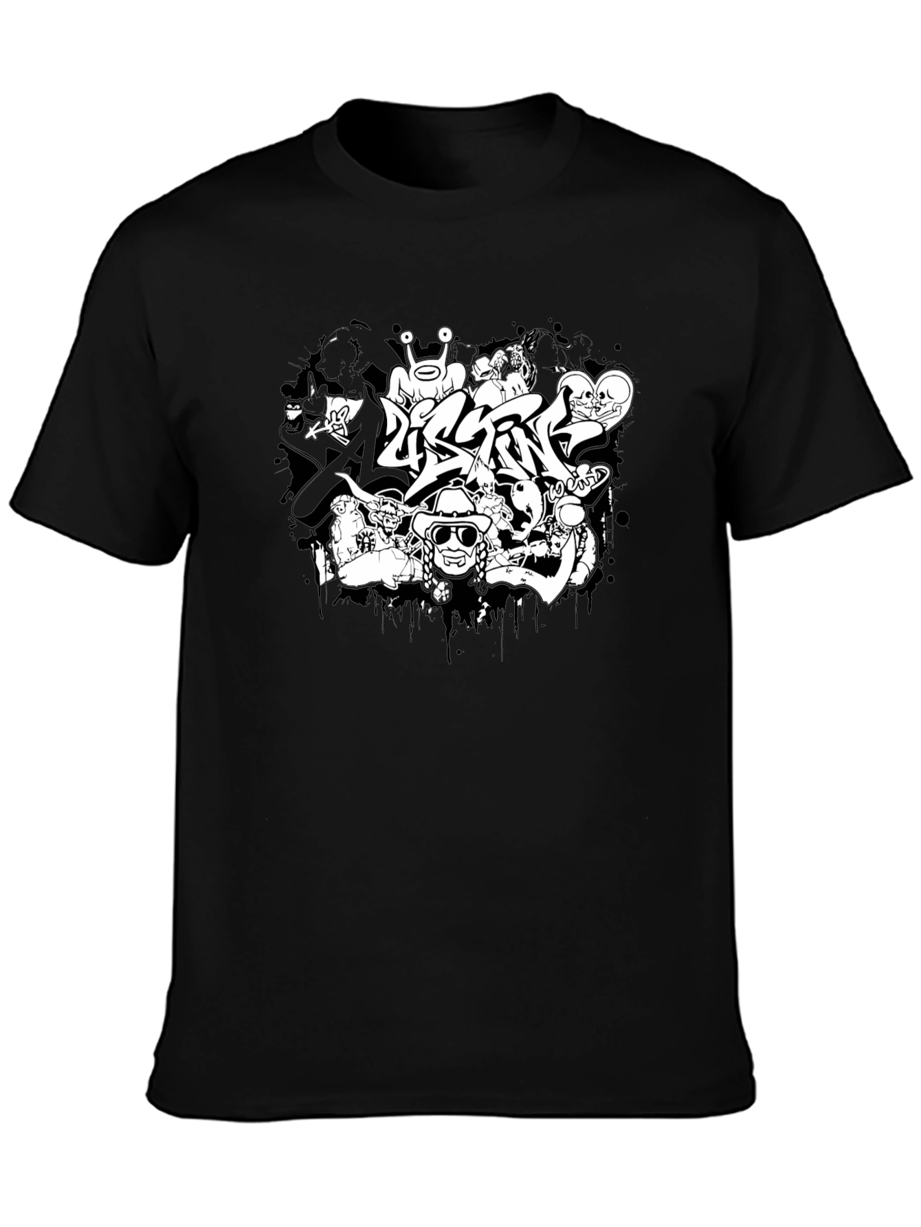 Black Cool Graphic Print T-Shirt - Black Cotton Tee view 3