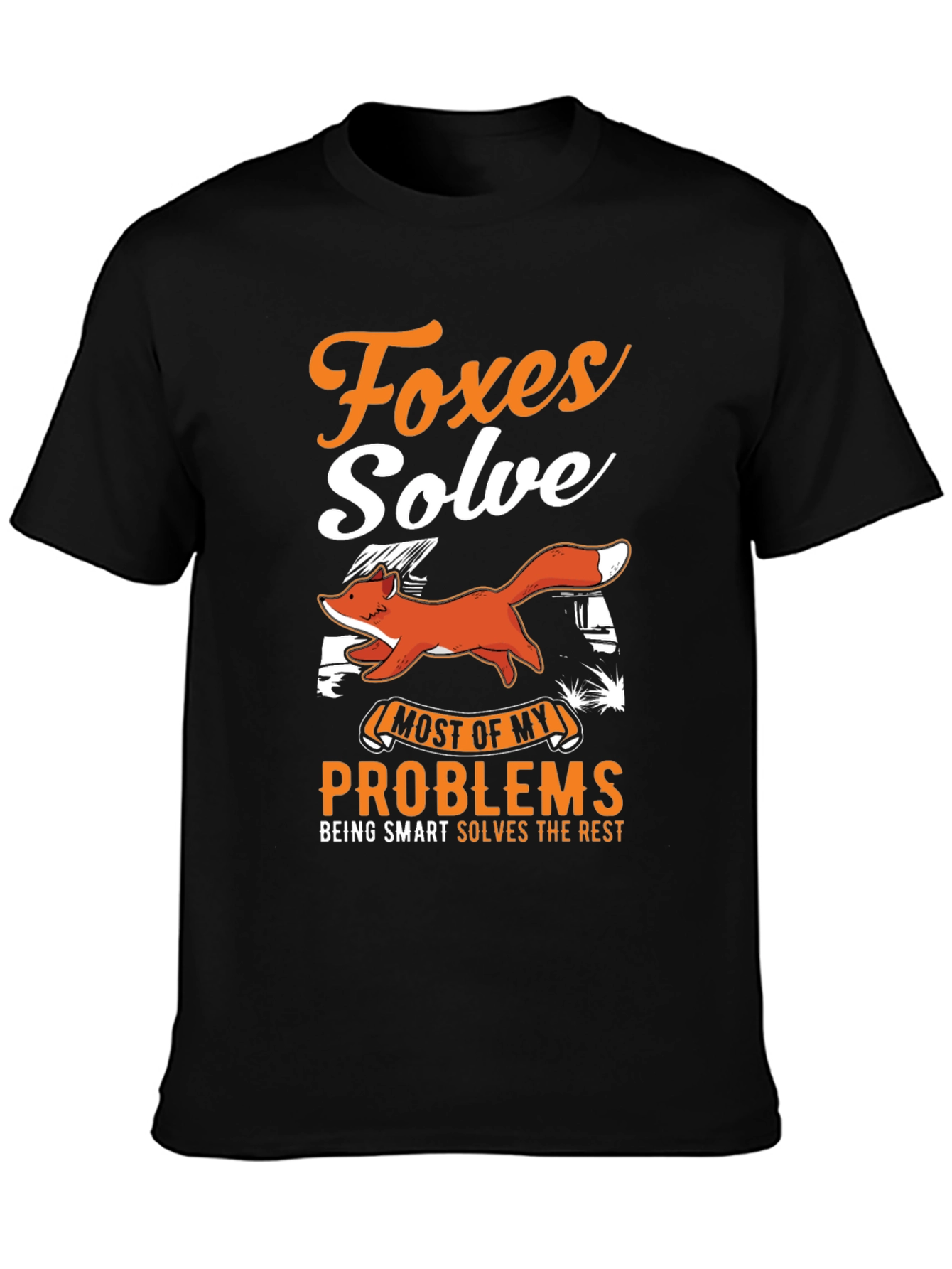 Black Foxes Solve Problems Funny Graphic T-Shirt view 3