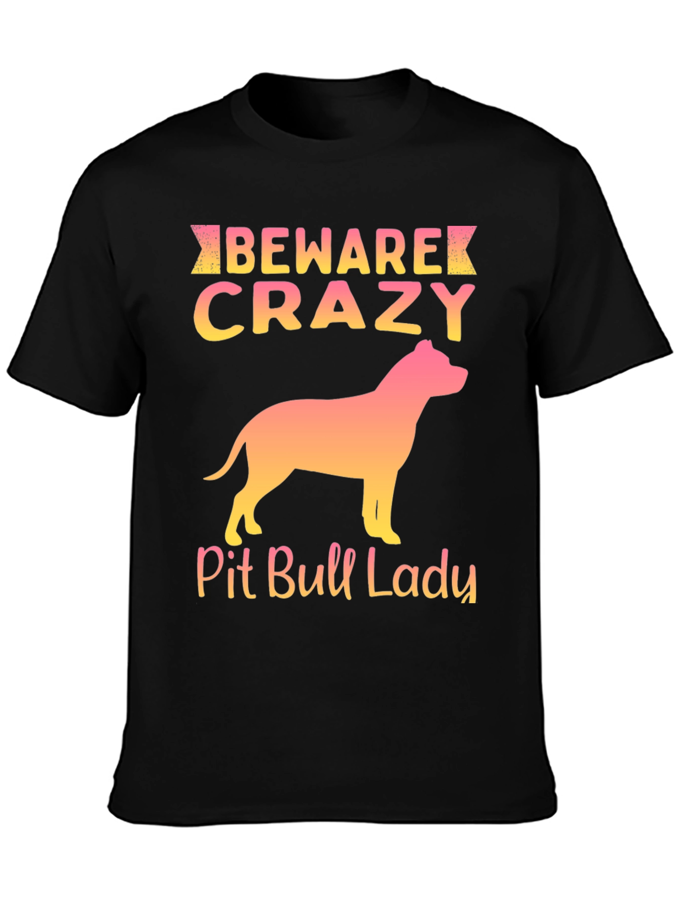 Black Beware Crazy Pit Bull Lady Graphic Tee view 3