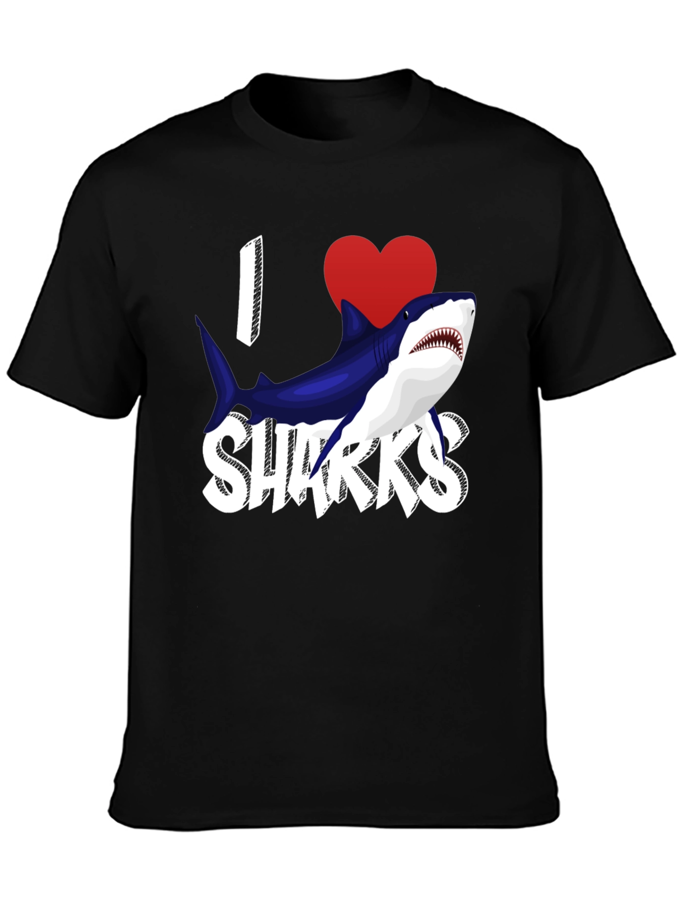 Black I Heart Sharks Graphic T-Shirt - Black view 3