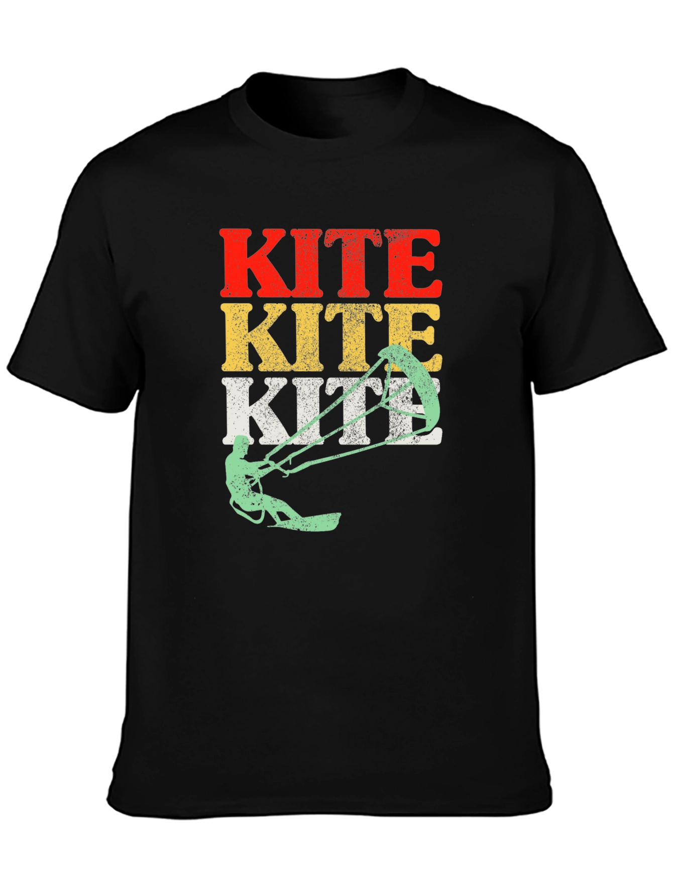 Black Kiteboarding T-Shirt - Vintage Style Kitesurfing Tee view 3