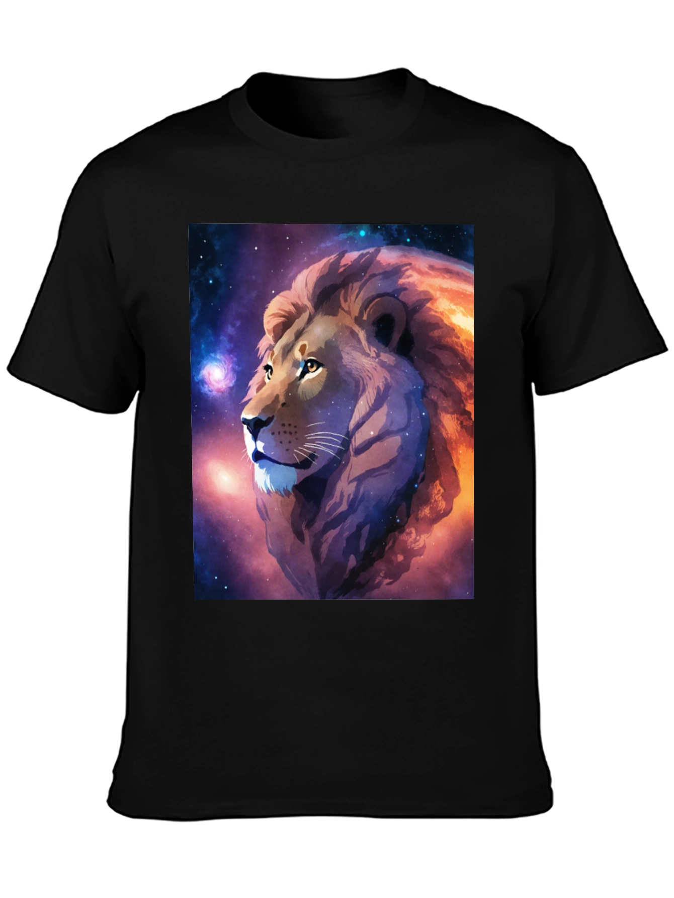Black Cosmic Lion Graphic Black T-Shirt view 3