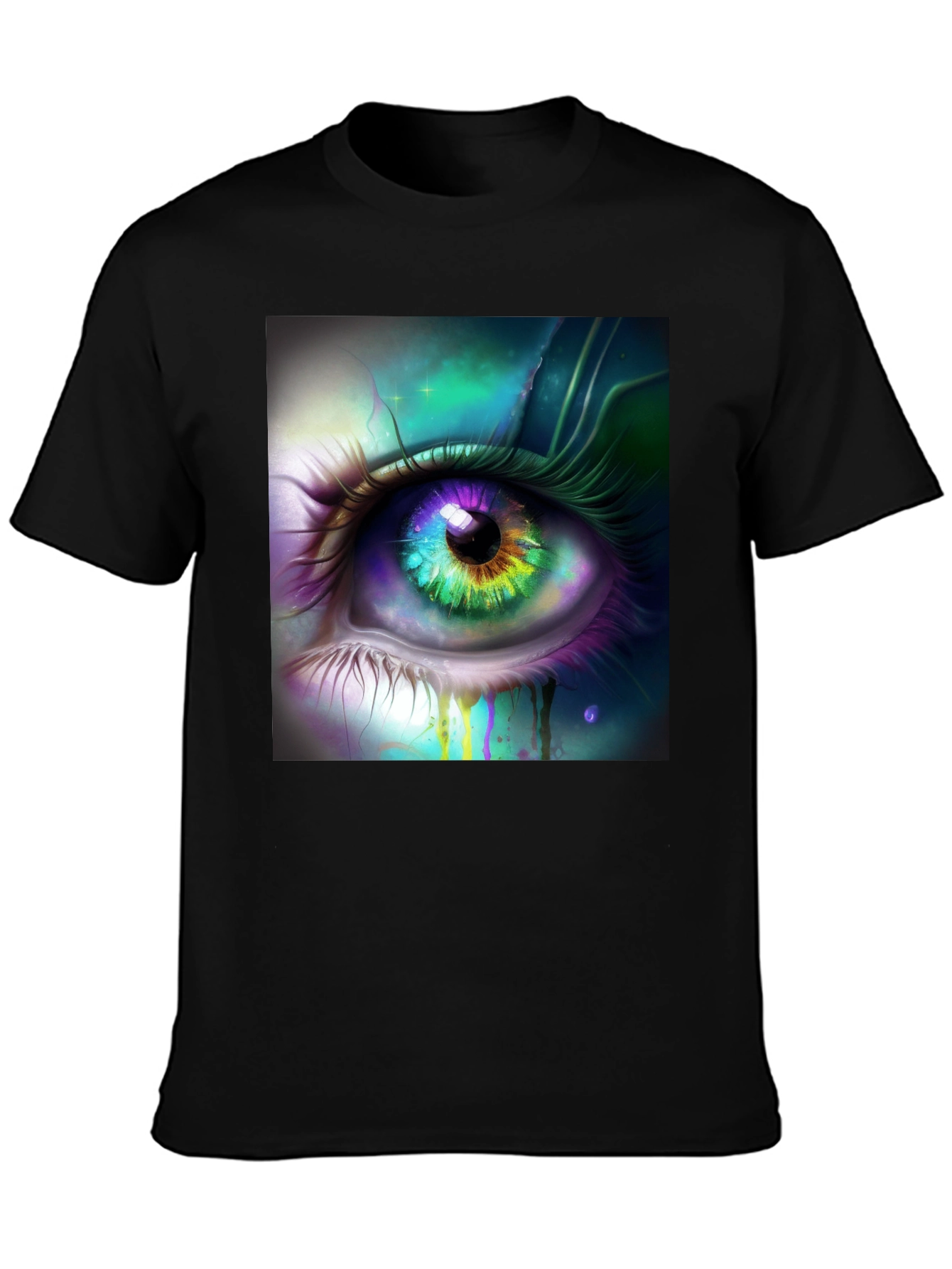 Black Mystic Eye Graphic Tee - Black Cotton Blend view 3