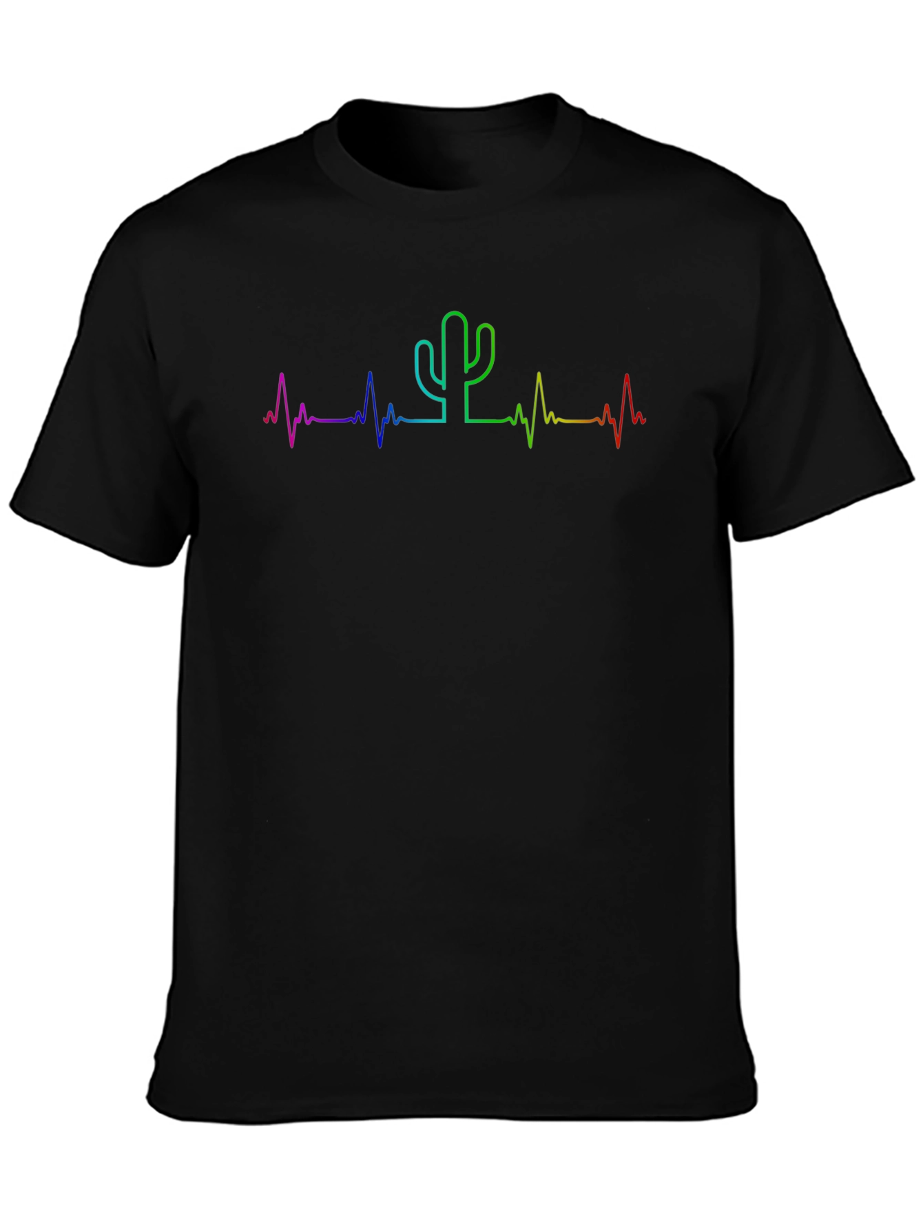 Black Rainbow Cactus Heartbeat Tee - Unisex view 3