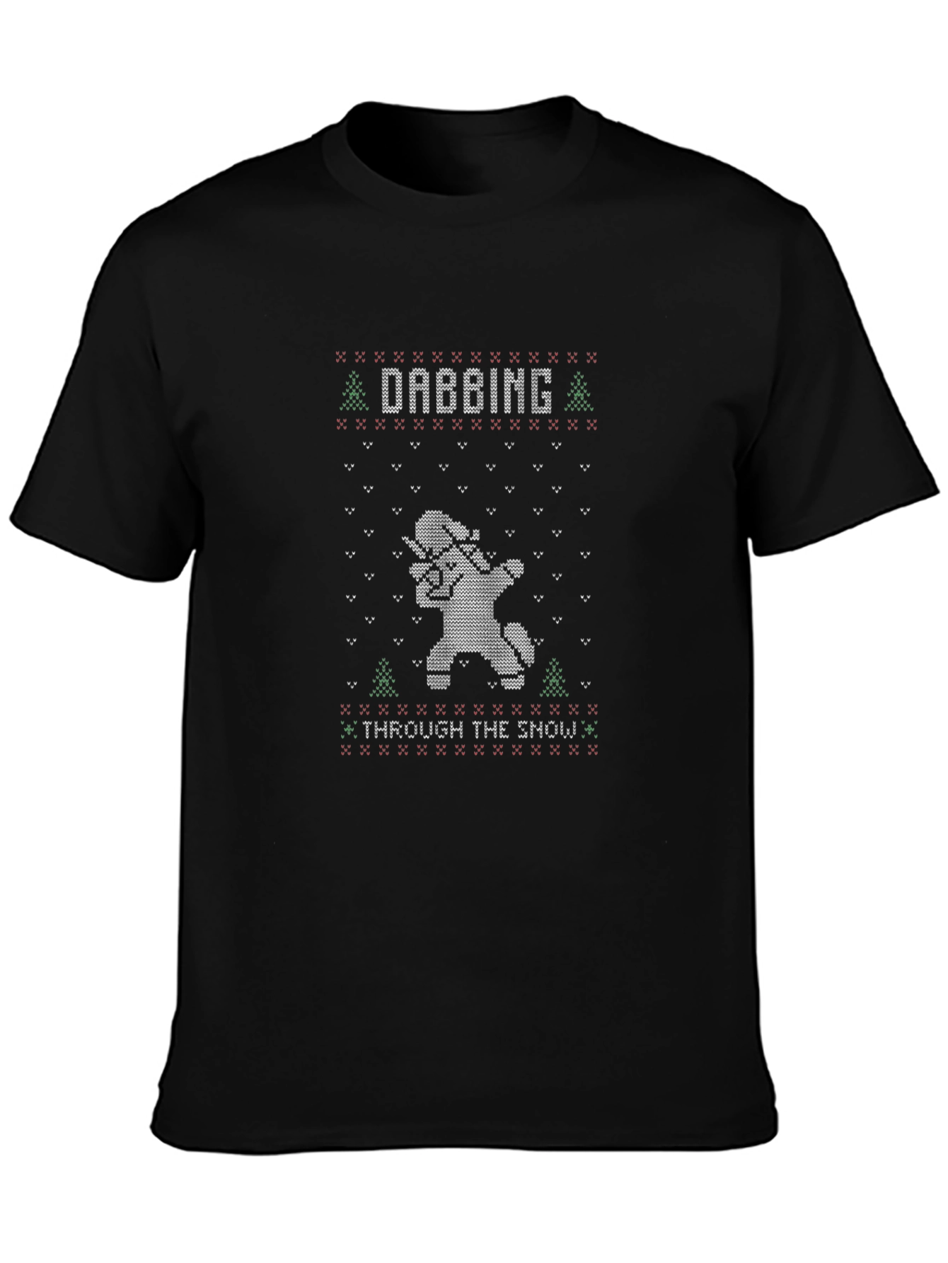 Black Dabbing Through the Snow Holiday T-Shirt view 3