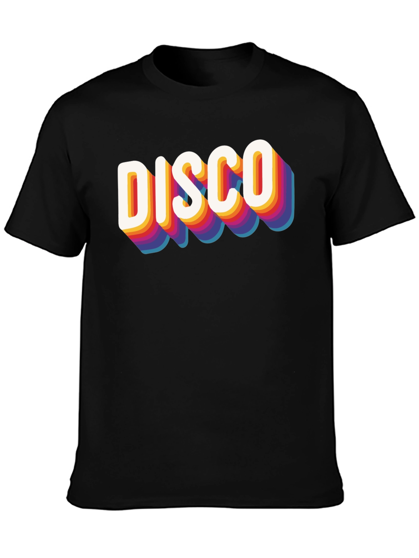 Black Retro Disco Graphic Tee - Black Cotton Blend view 3