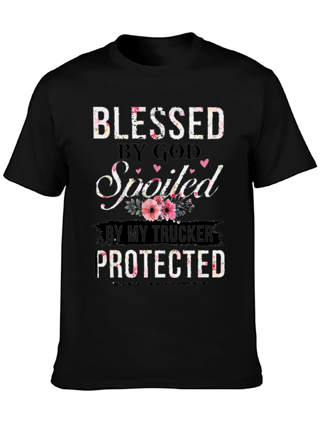 Black Blessed by God Trucker T-Shirt view 3