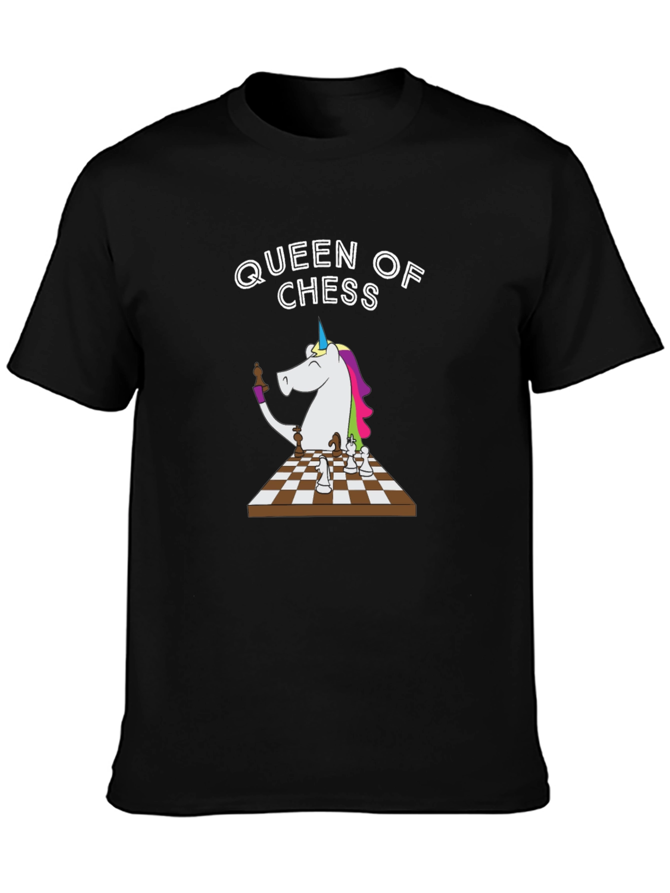 Black Queen of Chess Unicorn T-Shirt - Unique Graphic Tee view 3