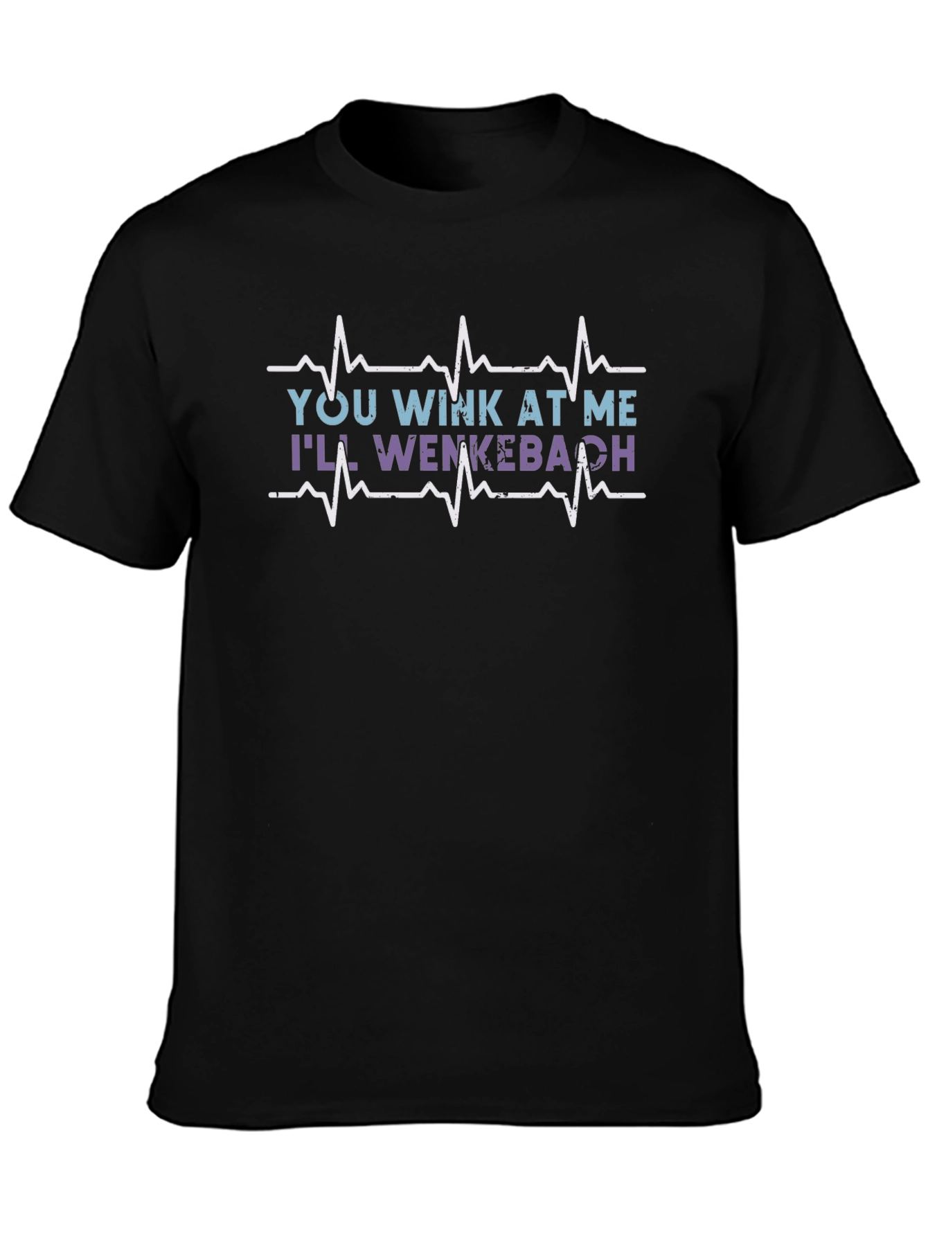 Black Wenckebach Funny Heart Rhythm Black T-Shirt view 3