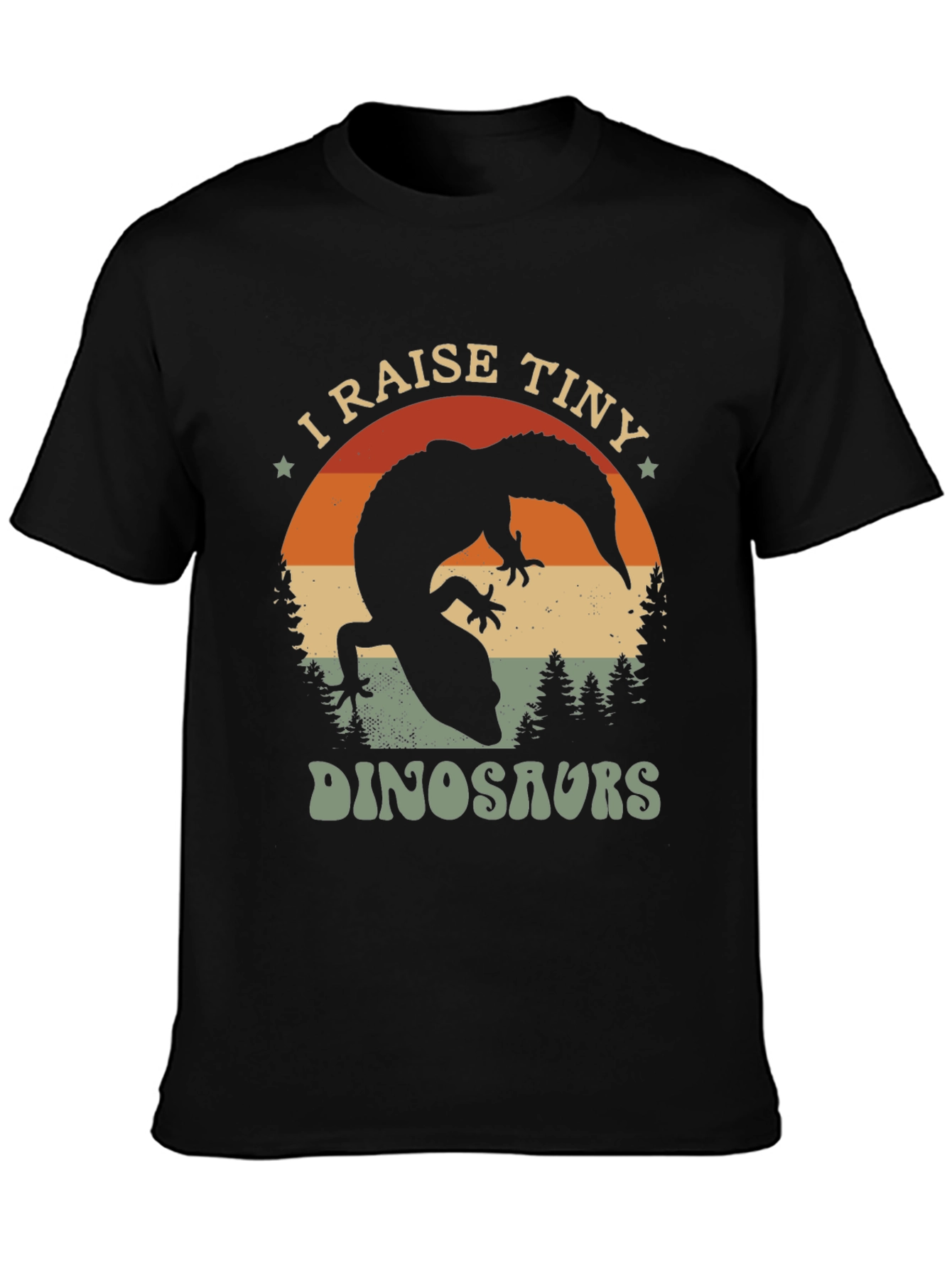 Black I Raise Tiny Dinosaurs T-Shirt view 3