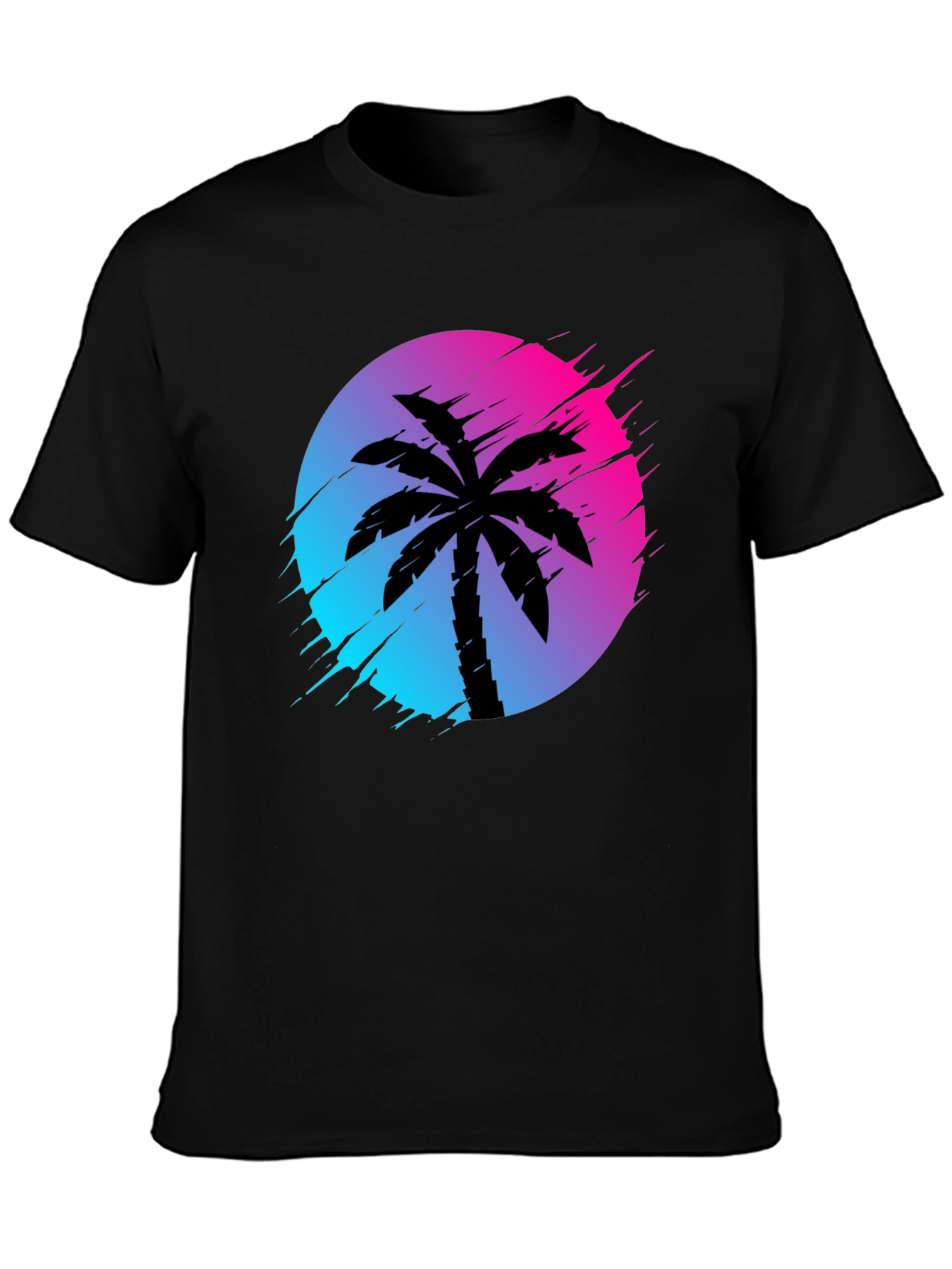 Black Retro Palm Tree Graphic Tee - Black view 3