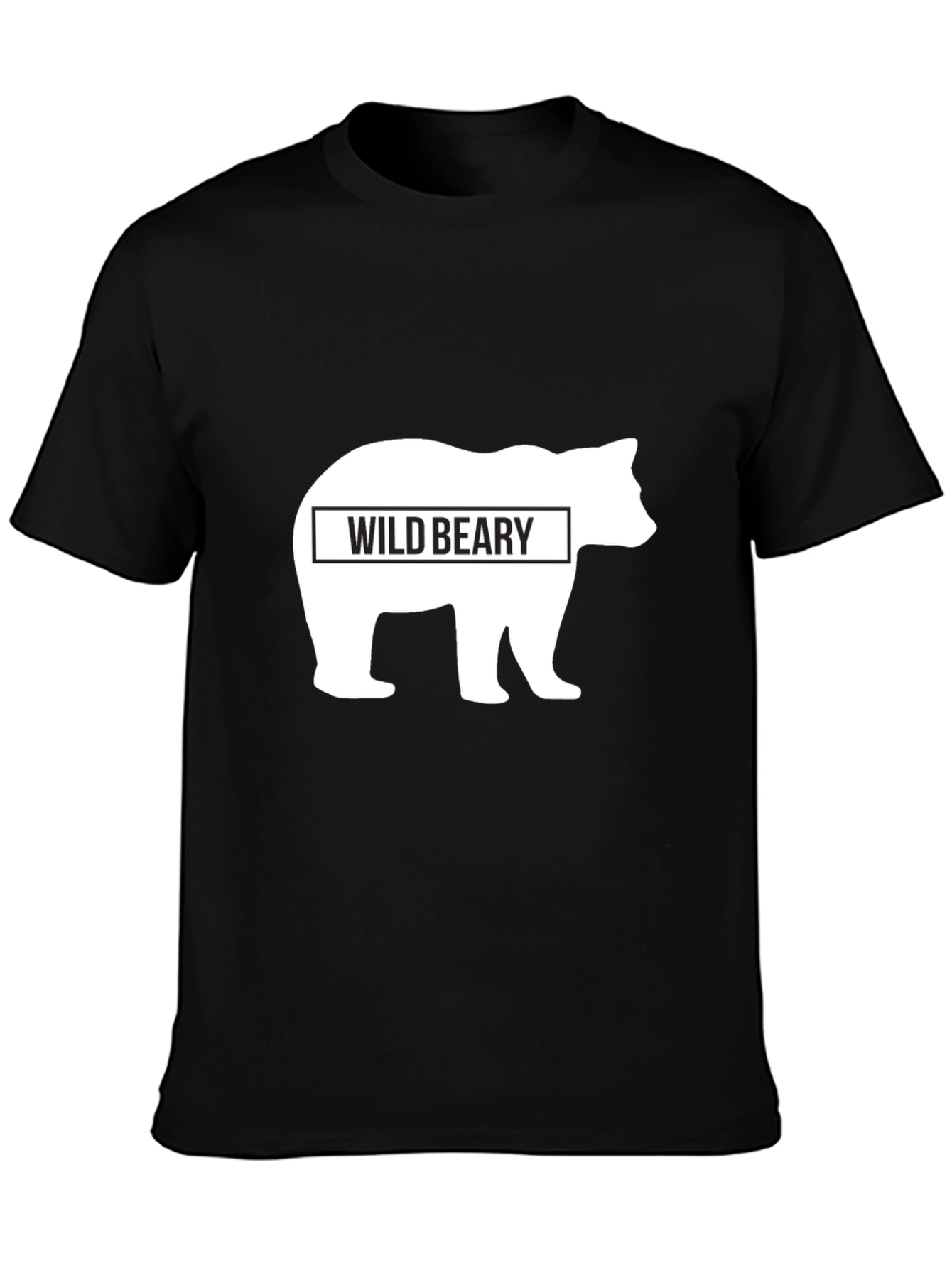 Black Wild Beary Graphic T-Shirt - Black Cotton Blend Casual Tee view 3
