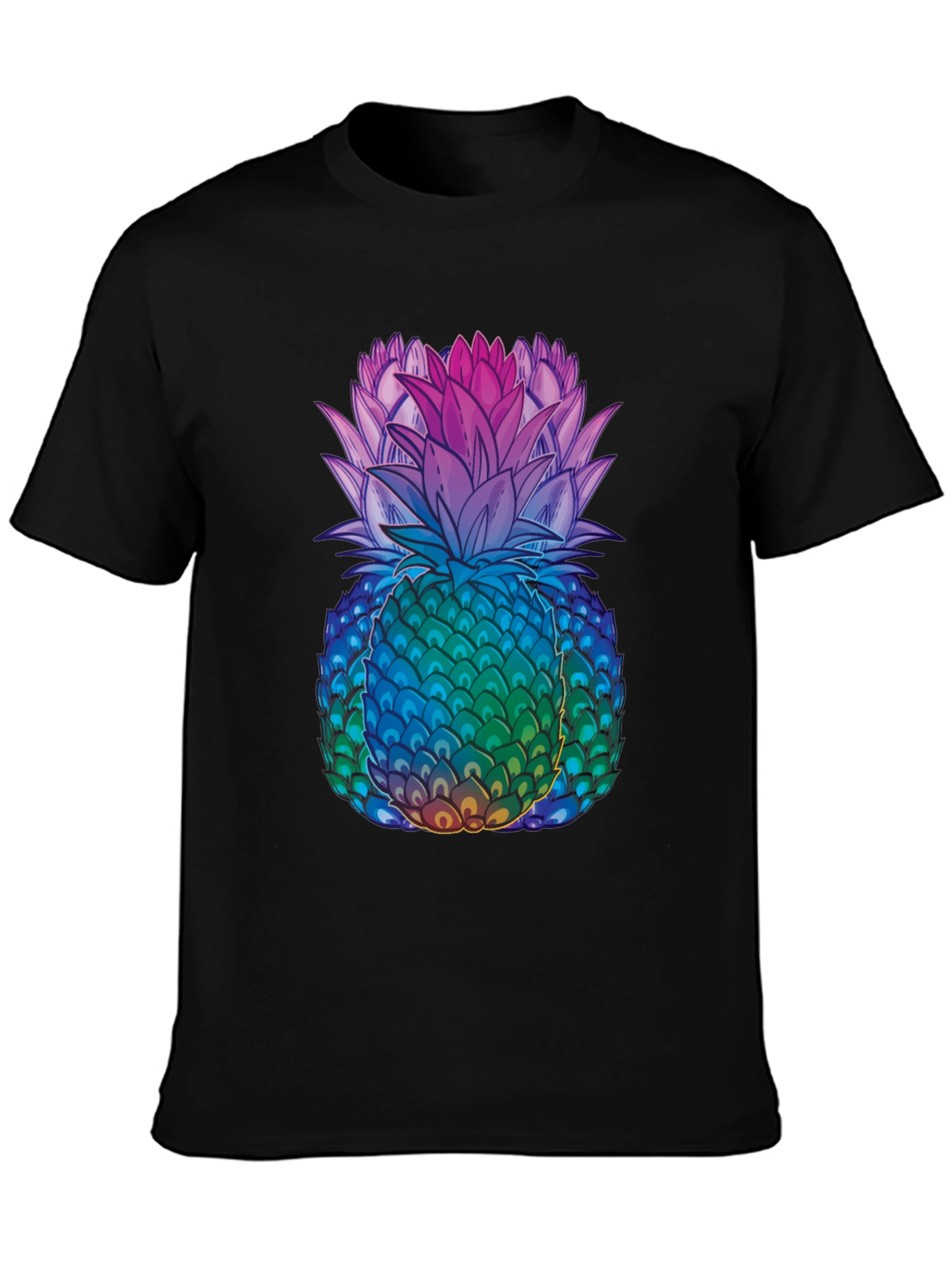 Black Rainbow Pineapple Graphic Tee - Unique Design view 3