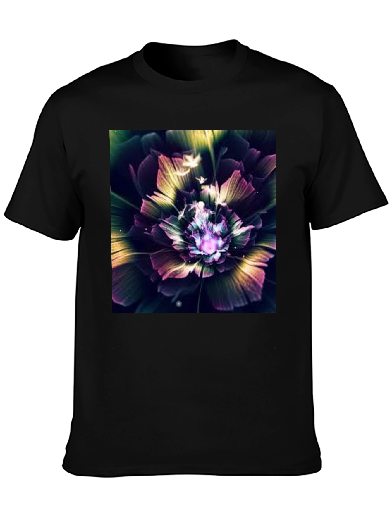 Black Floral Fantasy Black Tee view 3