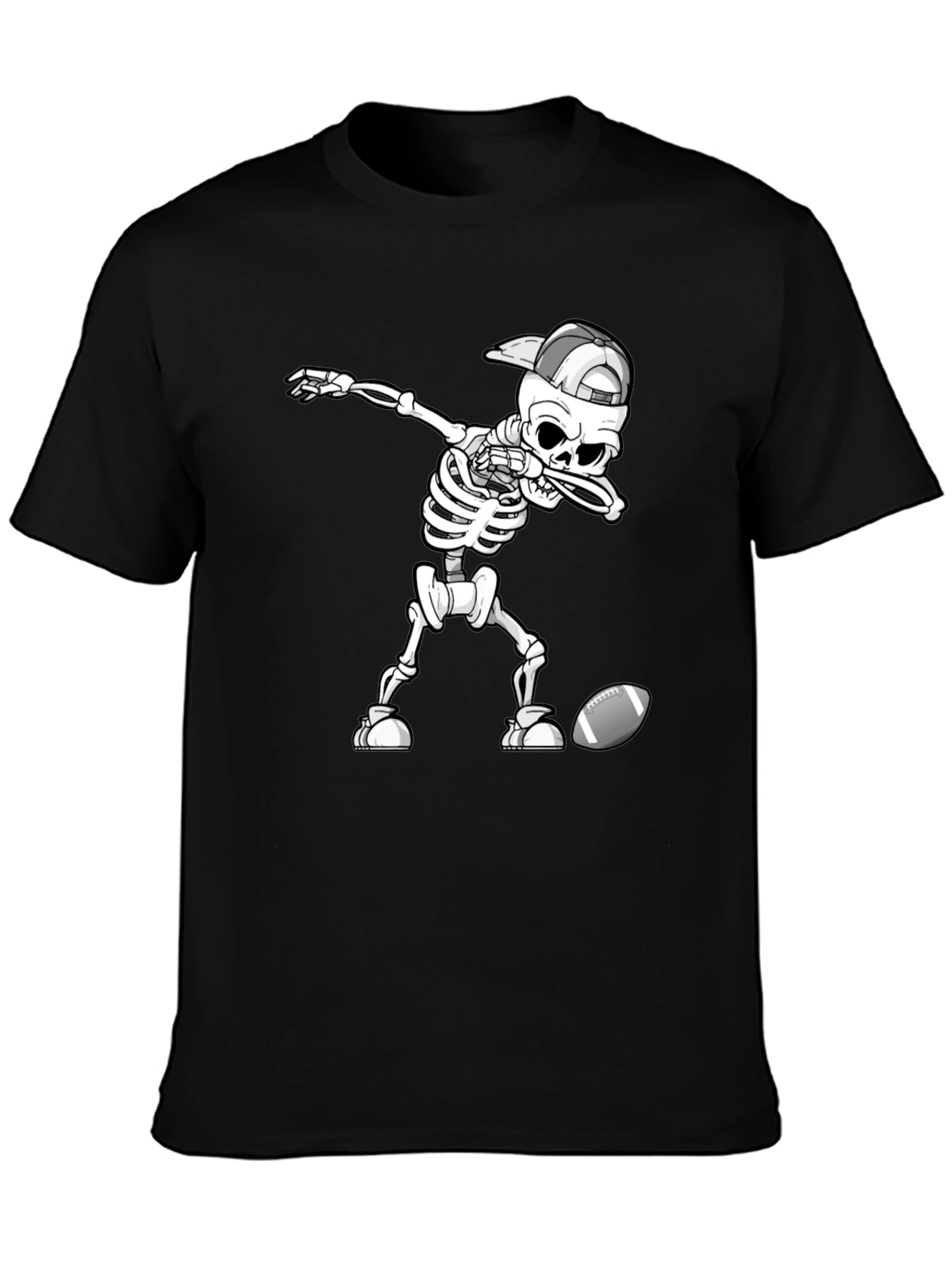 Black Skeleton Dabbing Football Tee view 3