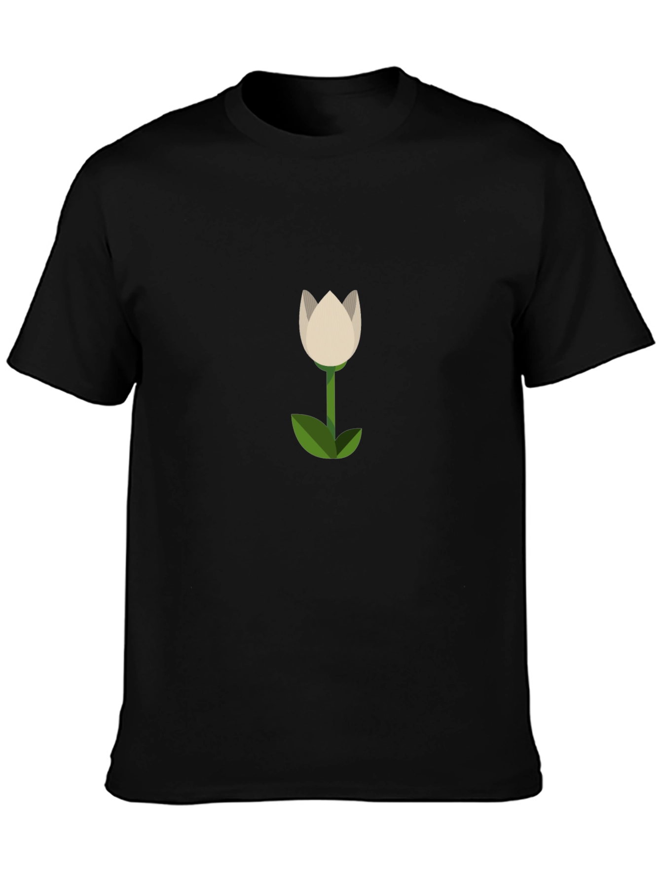 Black Minimalist Tulip Graphic Tee - Soft Cotton Black T-Shirt view 3