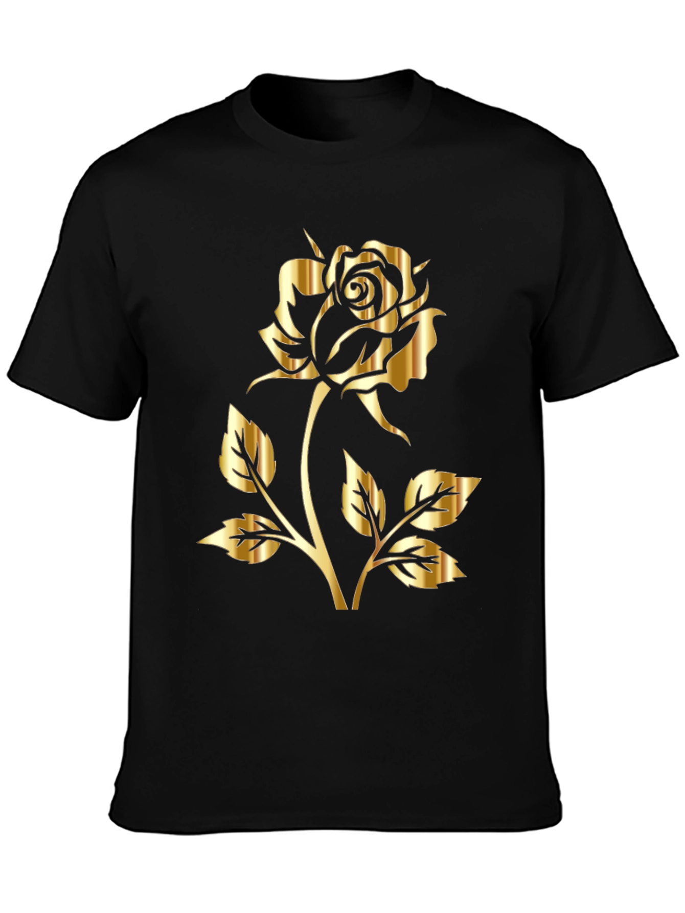 Black Gold Rose Graphic T-Shirt - Black view 3