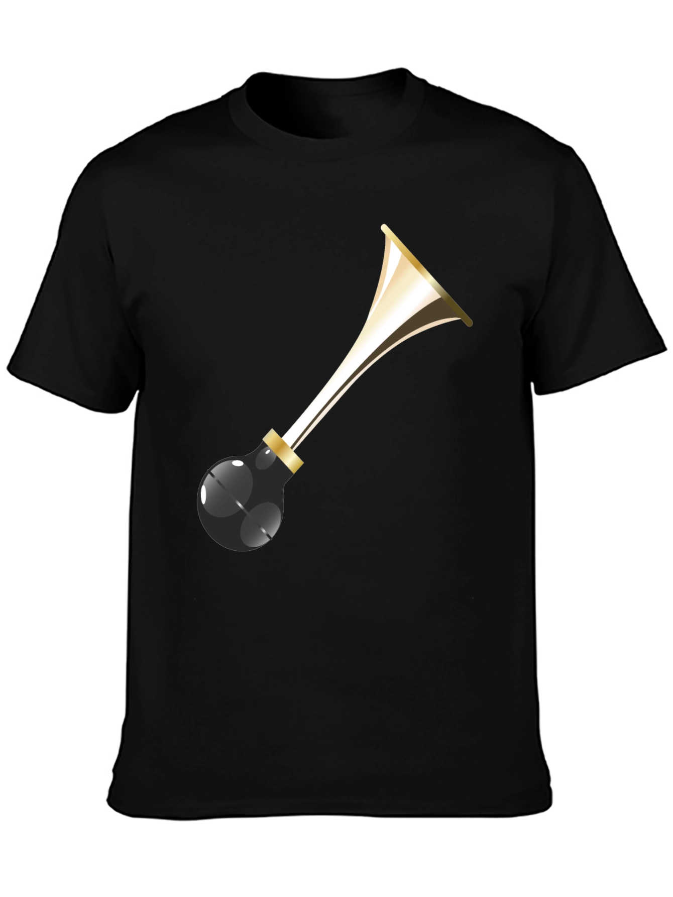 Black Party Horn Graphic Tee - Black Cotton T-Shirt view 3
