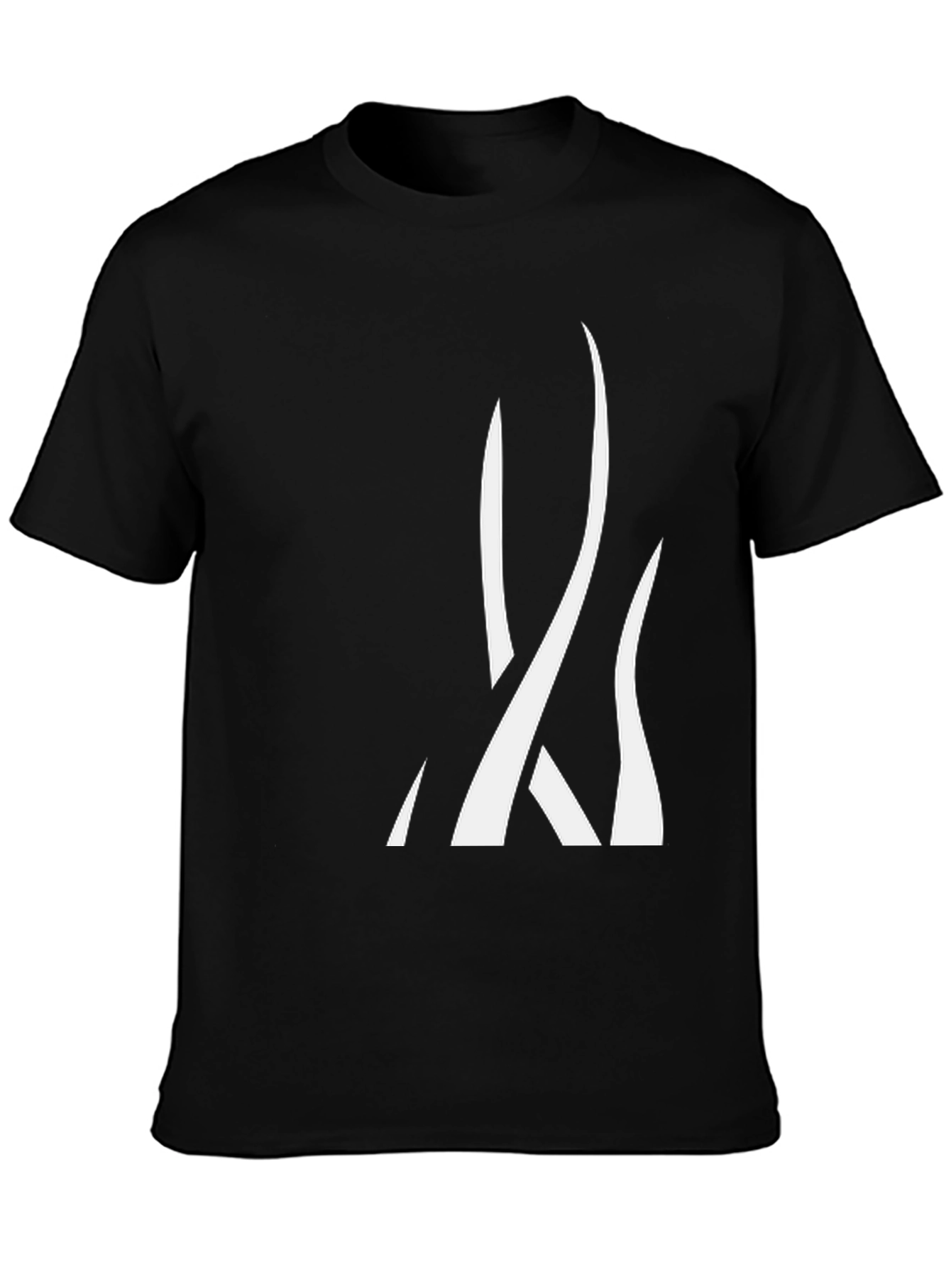 Black Men's Black Graphic Tee - Abstract White Design view 3