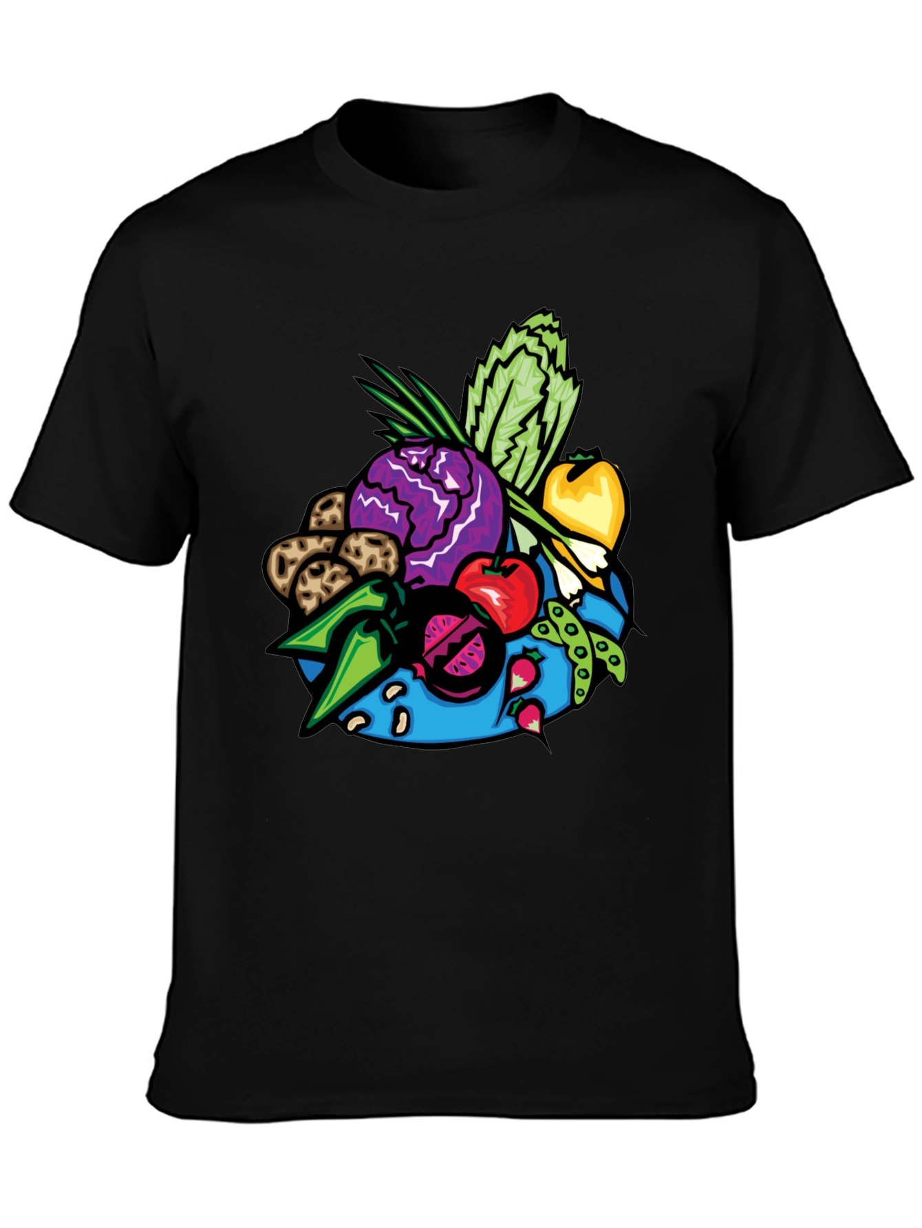 Vibrant Vegetable Patch Graphic Tee - Black - 3