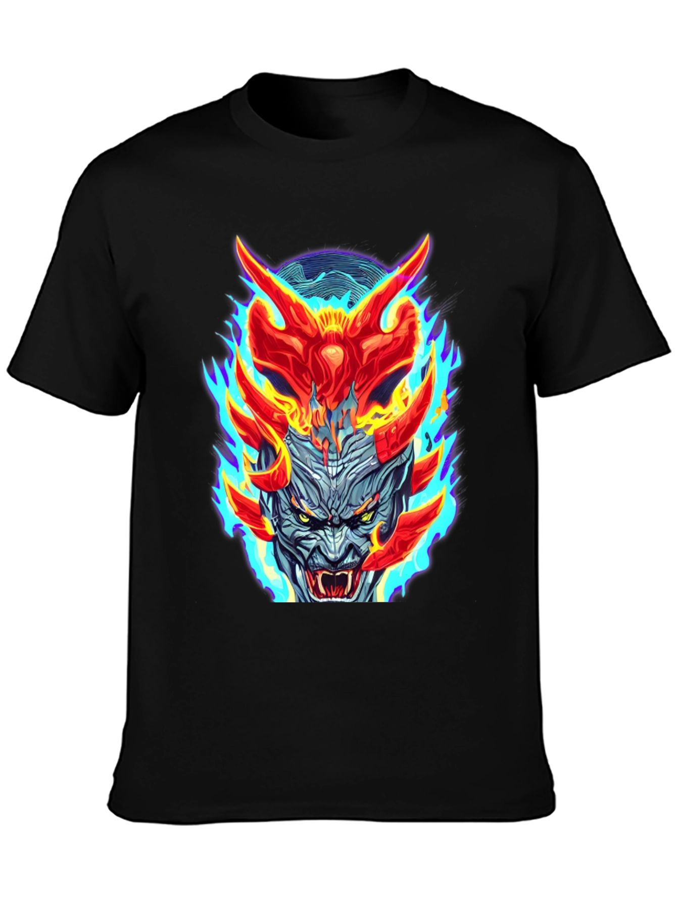 Black Fiery Demon Graphic Tee - Black view 3