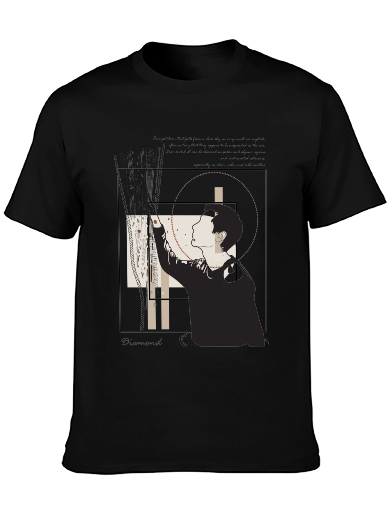 Black Geometric Graphic Black T-Shirt view 3