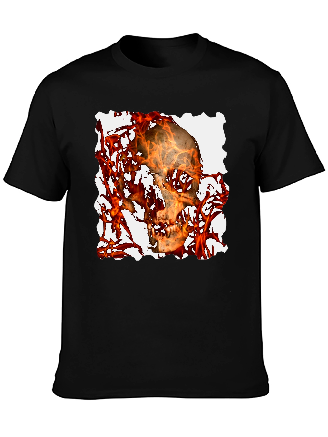 Black Fiery Skull Graphic Tee - Black T-Shirt view 3
