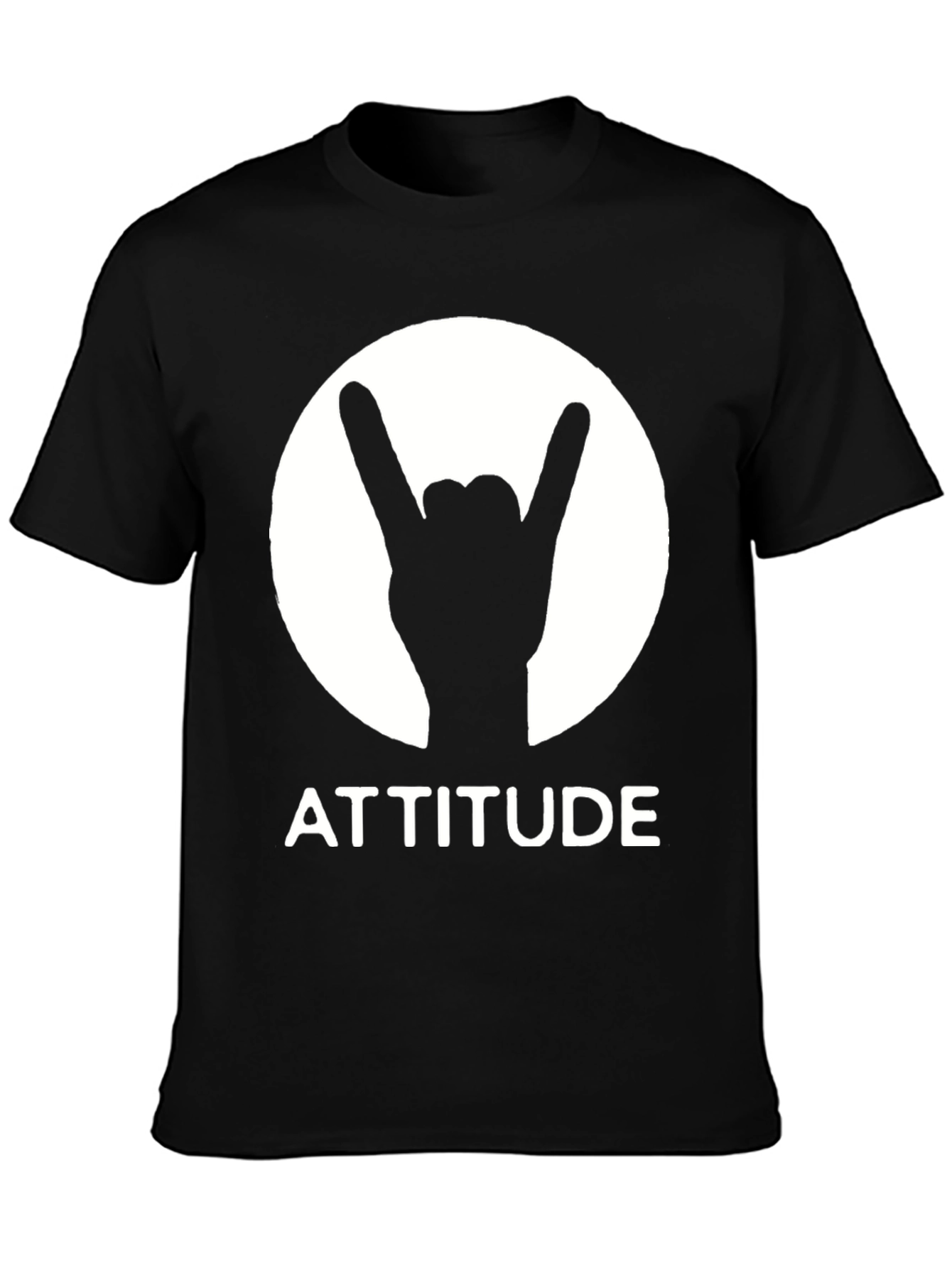 Black Attitude Rock On Hand Graphic Tee - Black view 3
