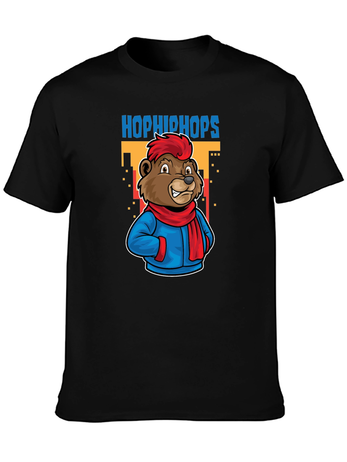 Black Hop Hip Hops Bear T-Shirt - Urban Cartoon Style view 3