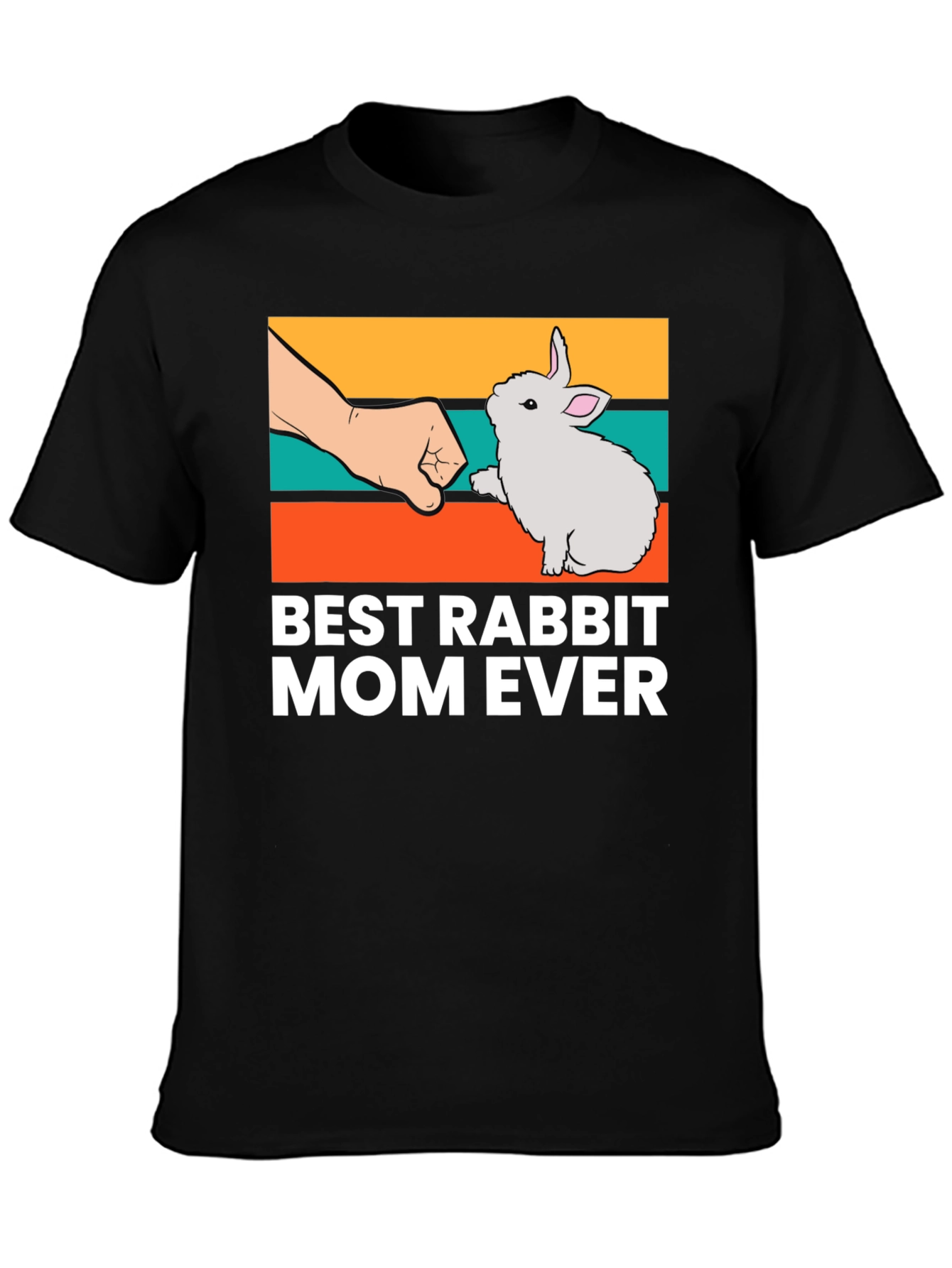 Black Best Rabbit Mom Ever T-Shirt, Cute Bunny Tee view 3