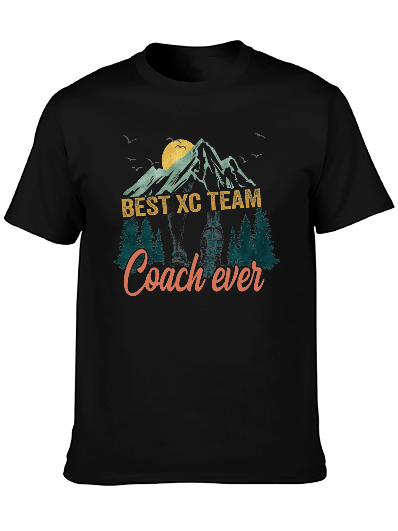 Black Best XC Team Coach Ever Mountain T-Shirt view 3