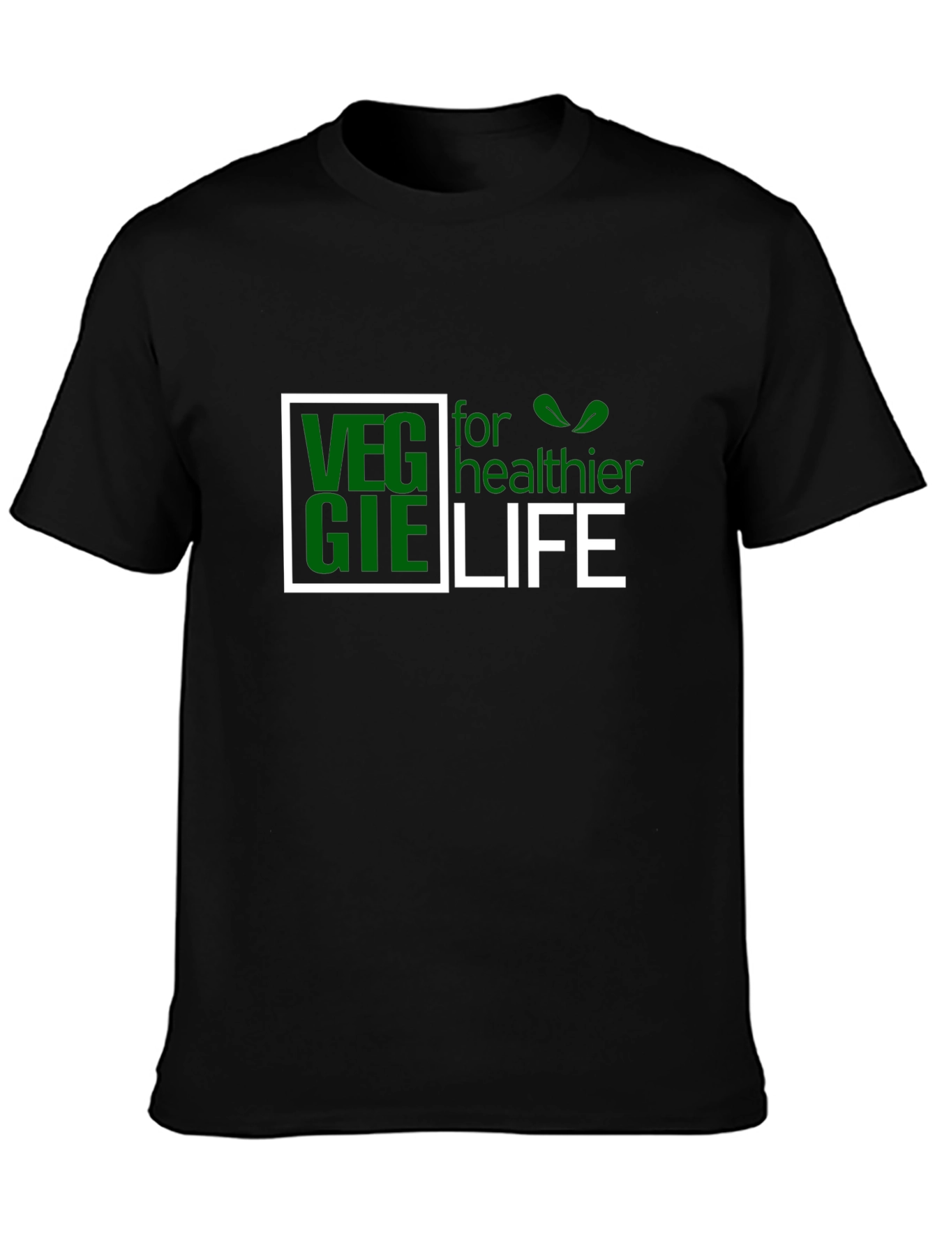 Black Veggie for Healthier Life Black T-Shirt view 3
